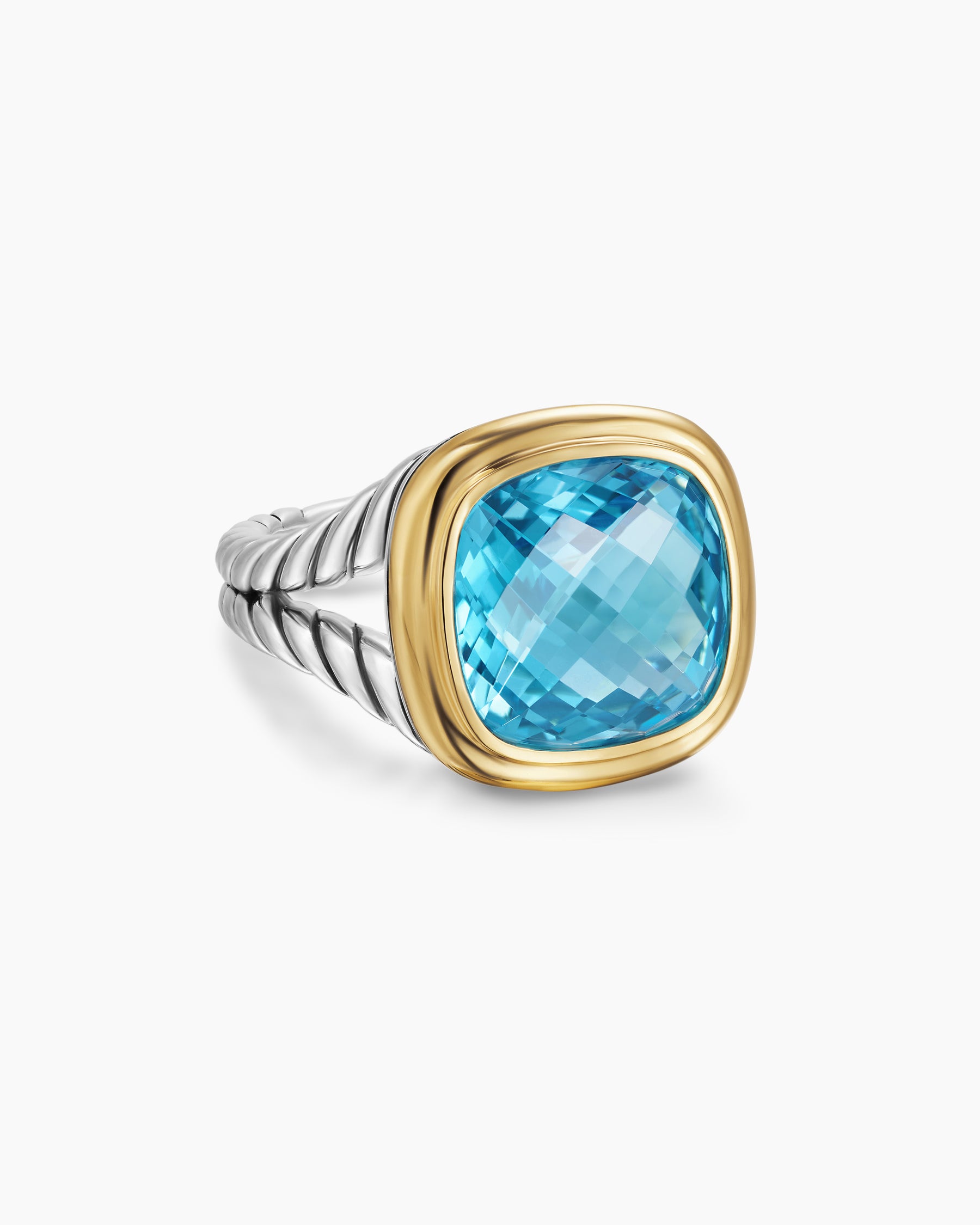 Albion Ring in Sterling Silver with 18K Yellow Gold and Blue Topaz, 11mm