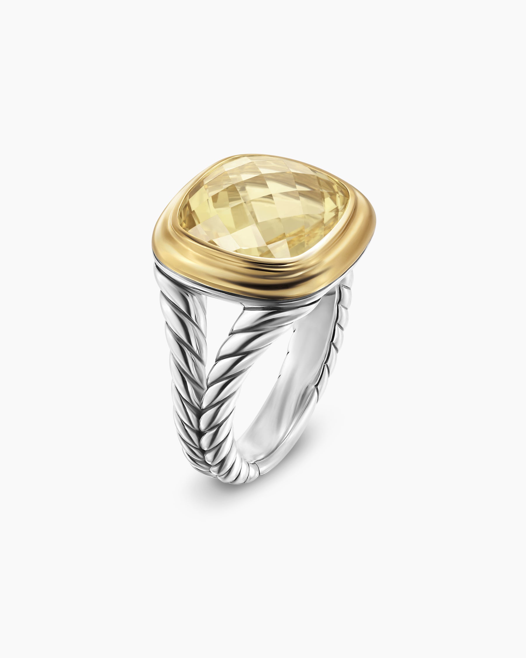 Albion Ring in Sterling Silver with 18K Yellow Gold and Champagne Citrine, 11mm - Image 3