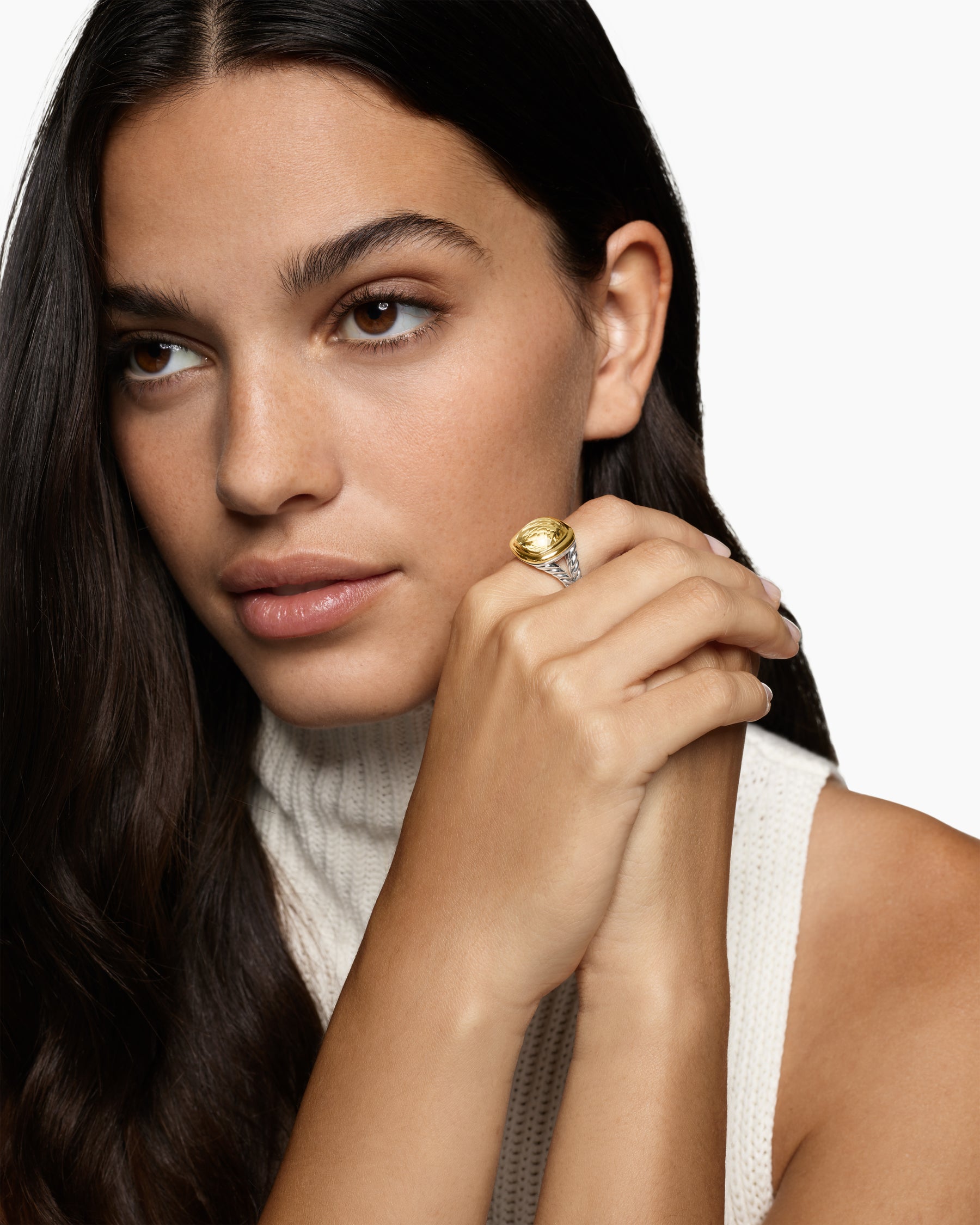 Alternative view of Albion Ring in Sterling Silver with 18K Yellow Gold and Champagne Citrine, 11mm