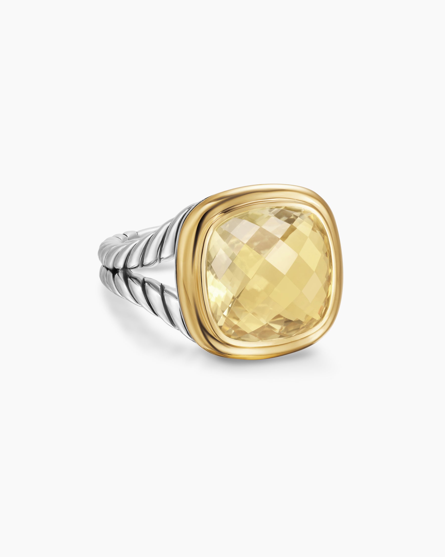 Albion Ring in Sterling Silver with 18K Yellow Gold and Champagne Citrine, 11mm