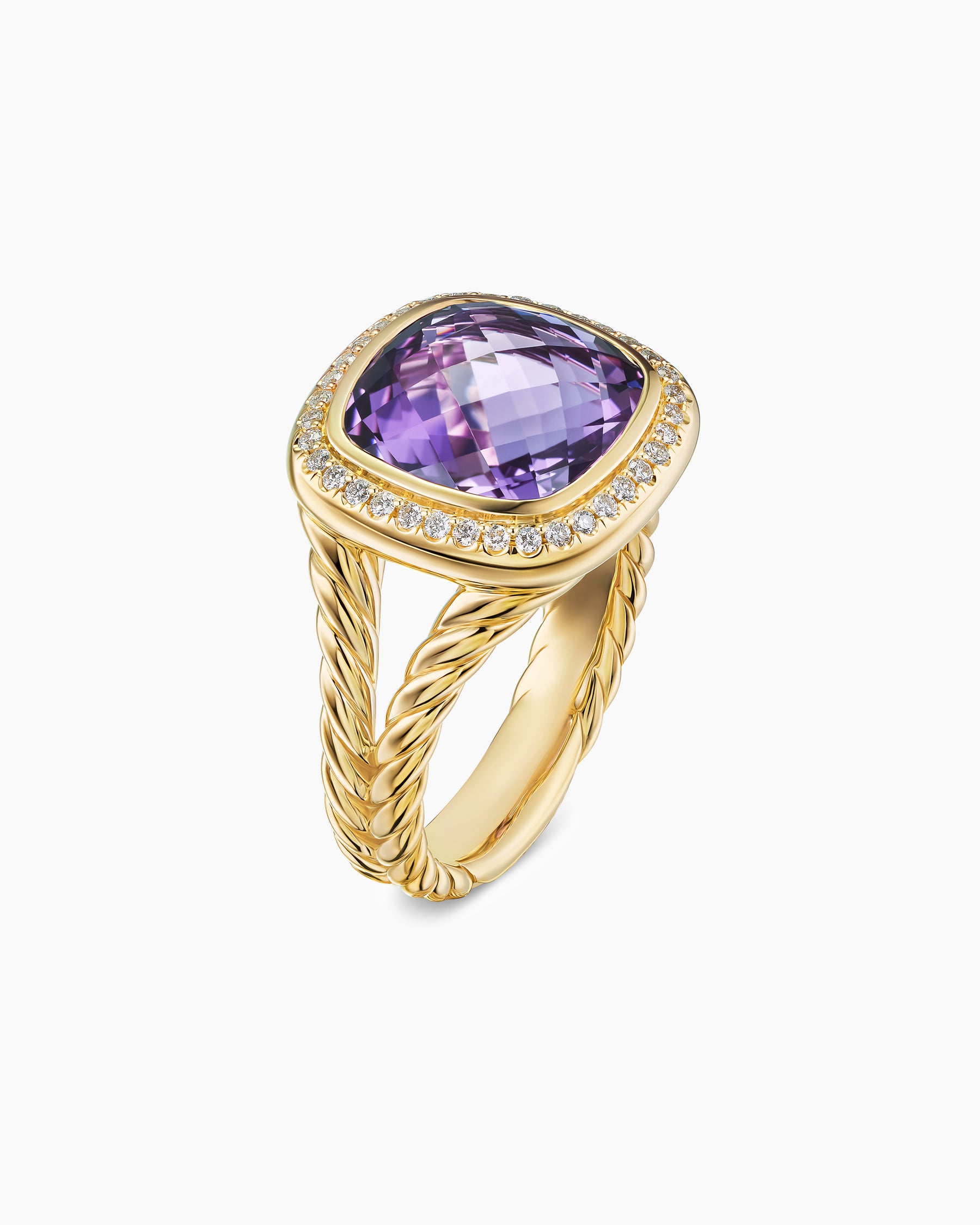 Albion Ring in 18K Yellow Gold with Amethyst and Diamonds, 11mm - Image 3