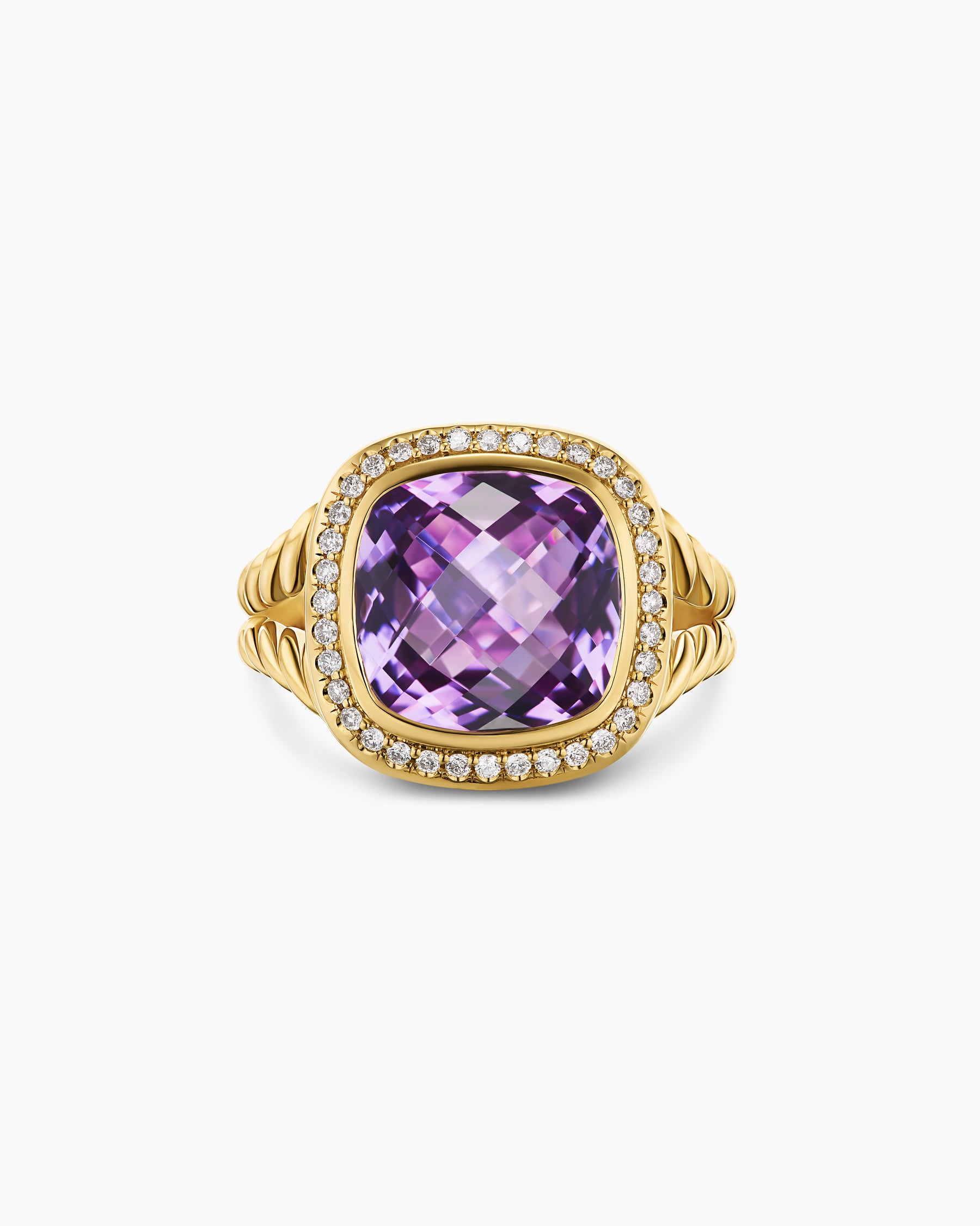 Albion Ring in 18K Yellow Gold with Amethyst and Diamonds, 11mm - Image 4