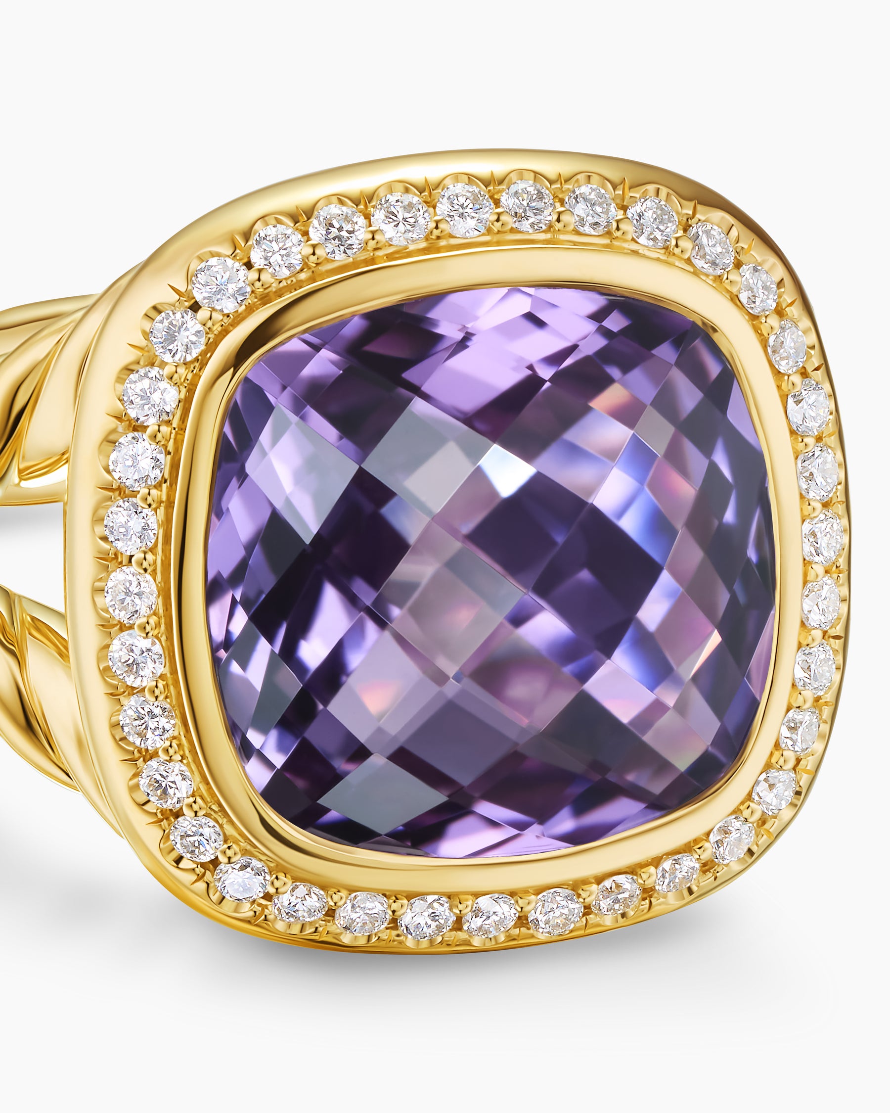 Albion Ring in 18K Yellow Gold with Amethyst and Diamonds, 11mm - Image 5