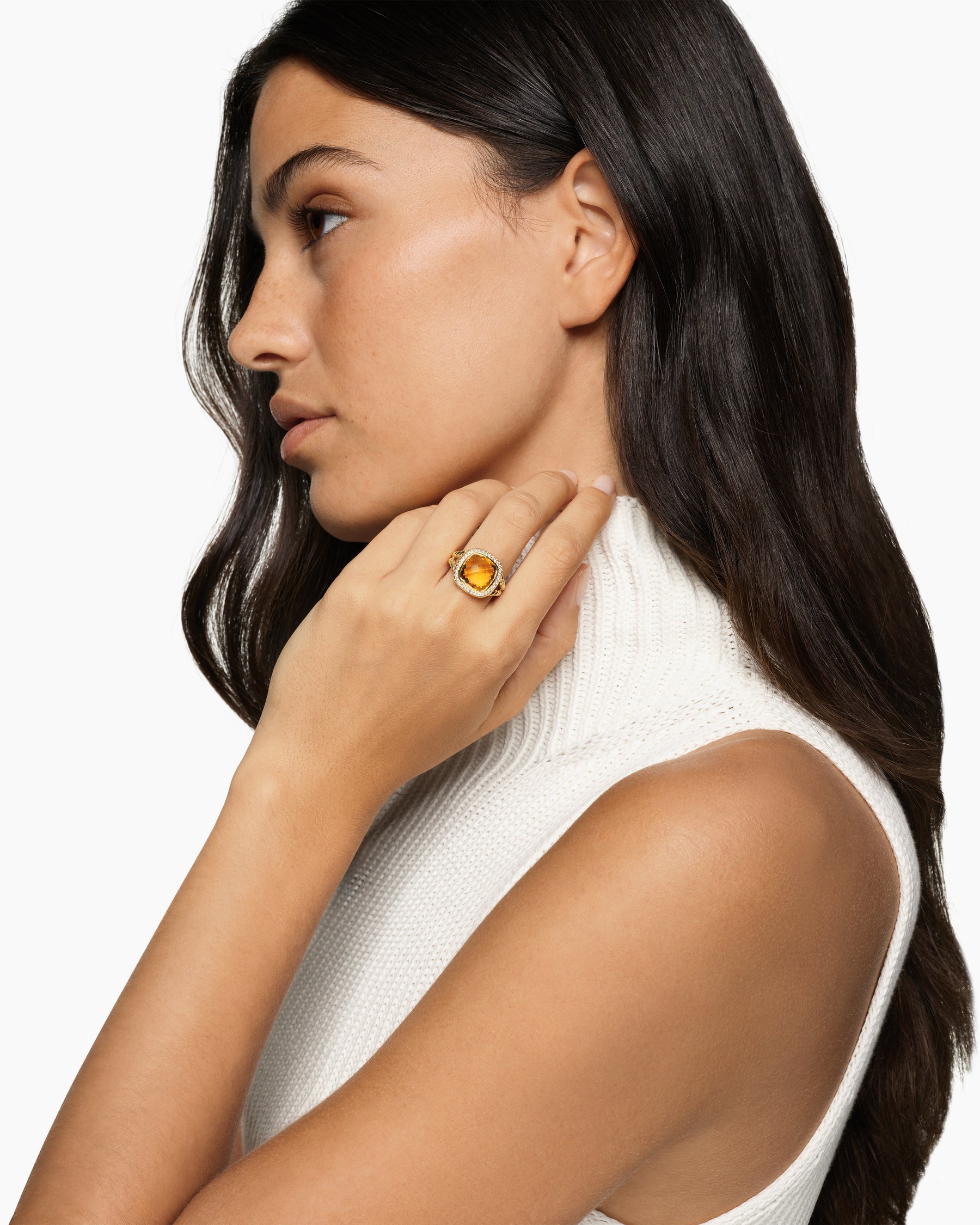 Alternative view of Albion Ring in 18K Yellow Gold with Citrine and Diamonds, 11mm