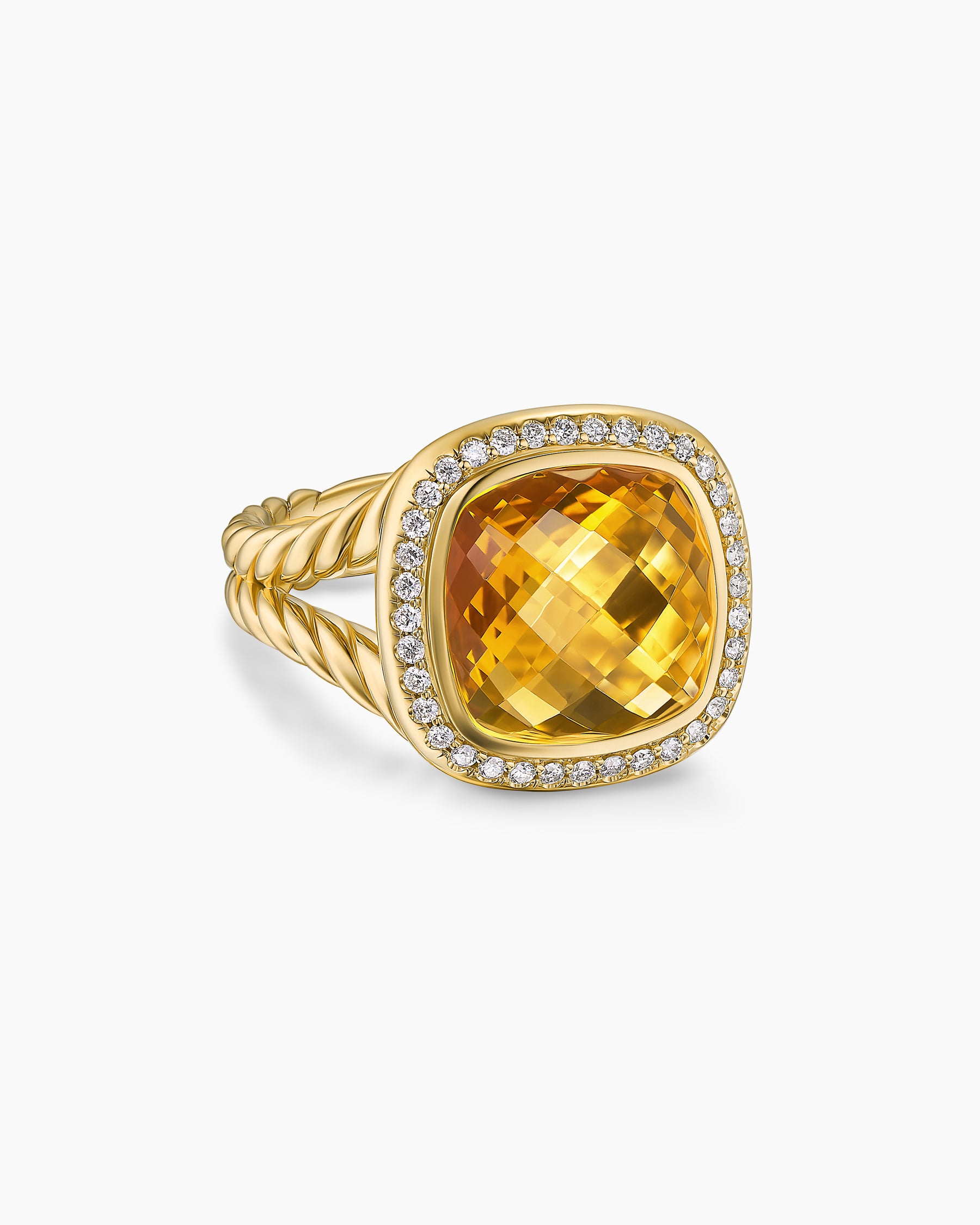 Albion Ring in 18K Yellow Gold with Citrine and Diamonds, 11mm