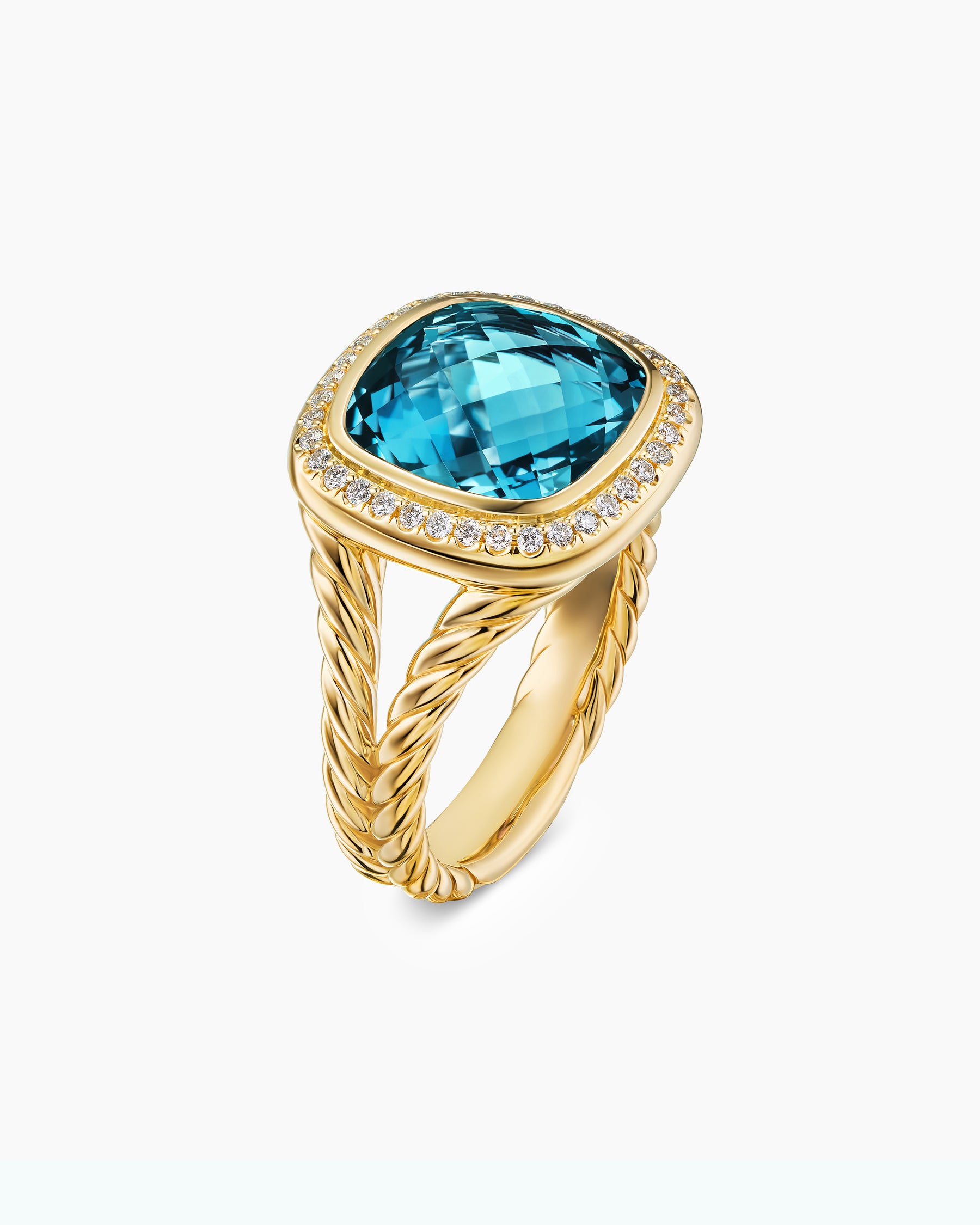 Albion Ring in 18K Yellow Gold with Hampton Blue Topaz and Diamonds, 11mm - Image 3