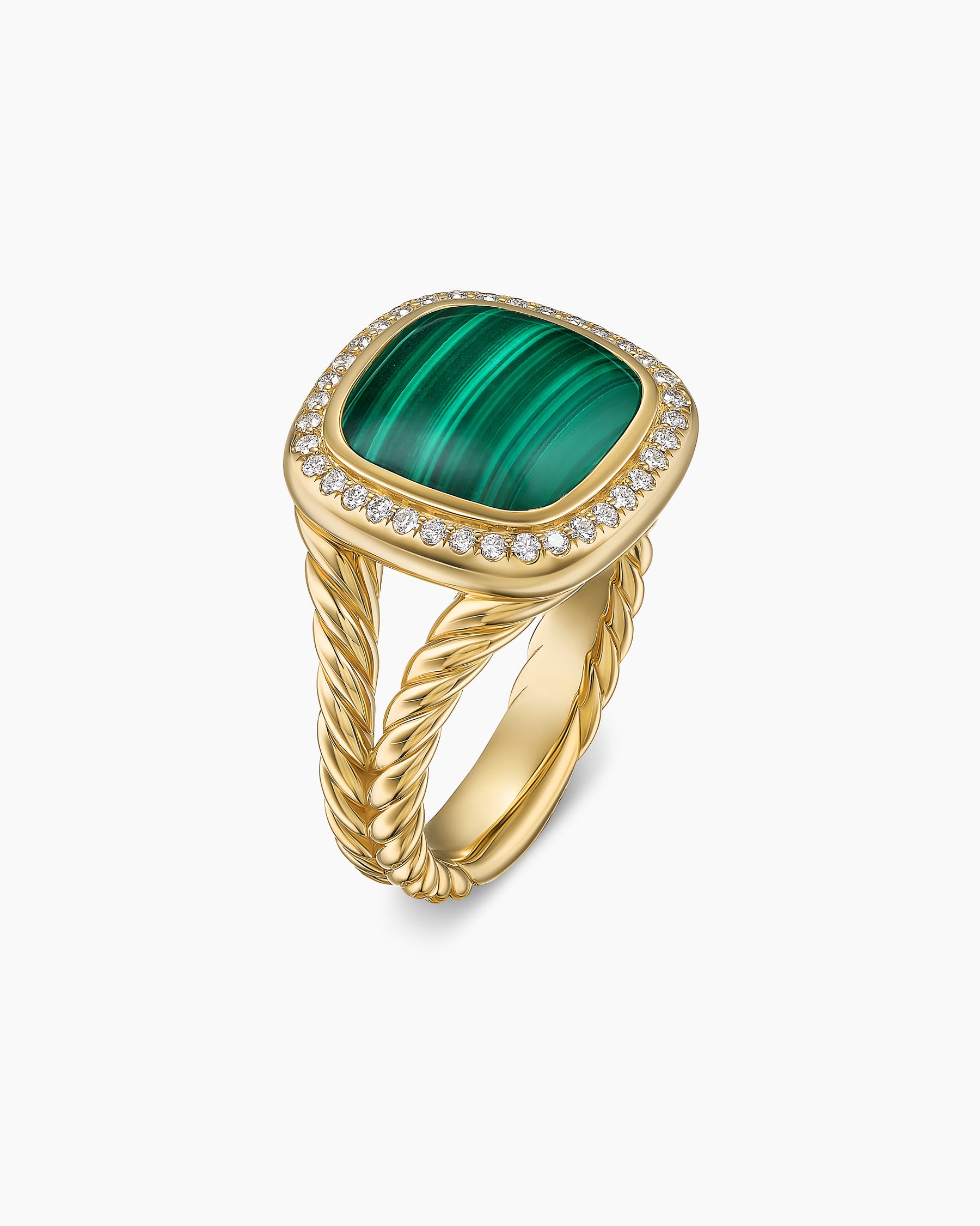 Albion Ring in 18K Yellow Gold with Malachite and Diamonds, 11mm - Image 3