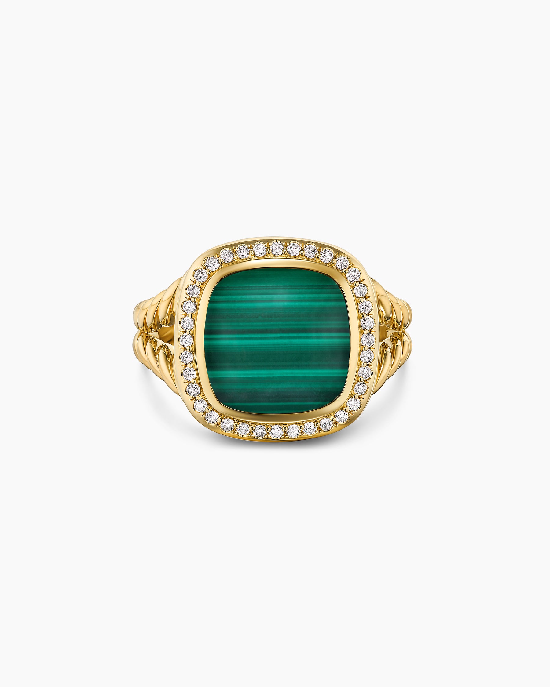 Albion Ring in 18K Yellow Gold with Malachite and Diamonds, 11mm - Image 4
