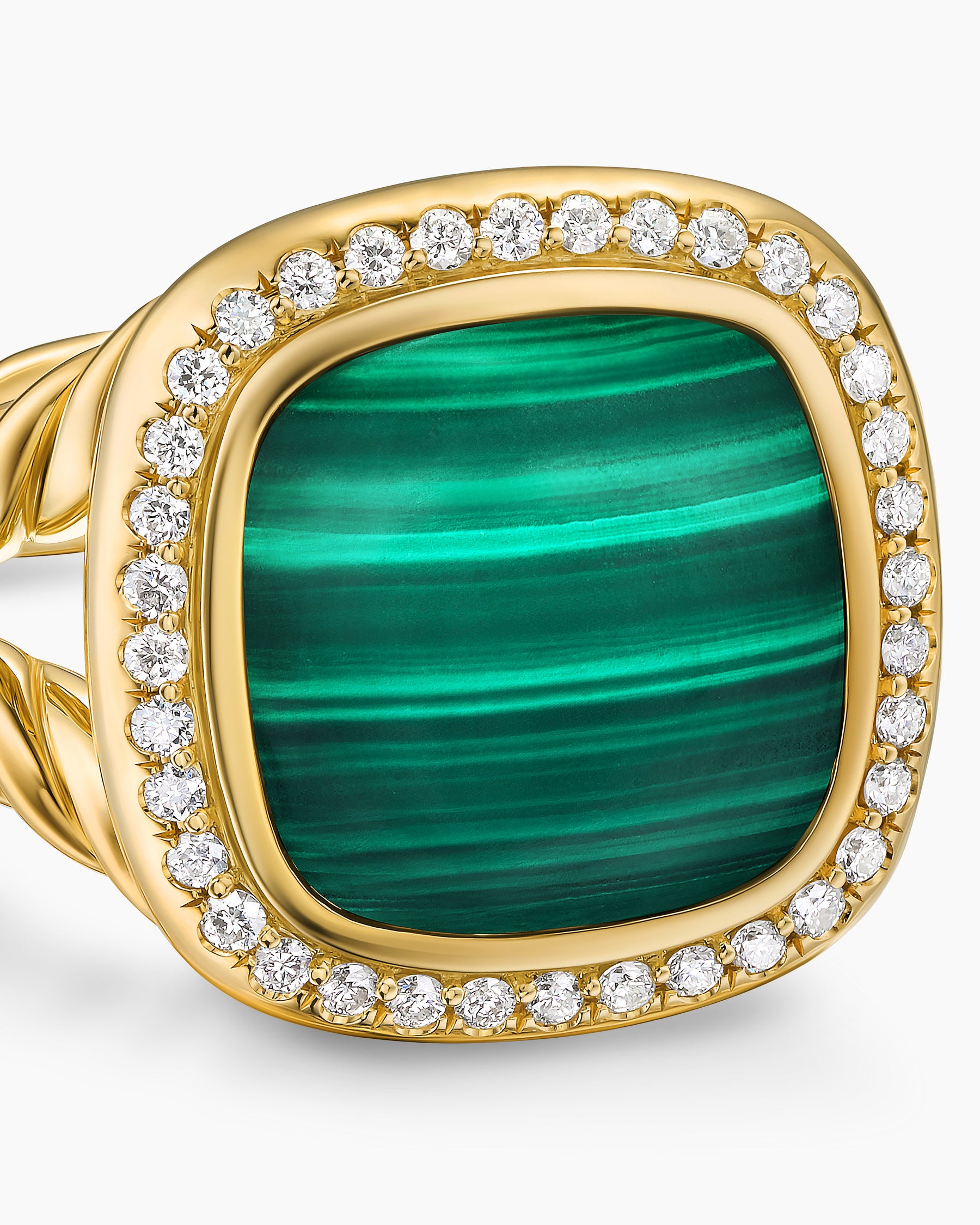 Albion Ring in 18K Yellow Gold with Malachite and Diamonds, 11mm - Image 5