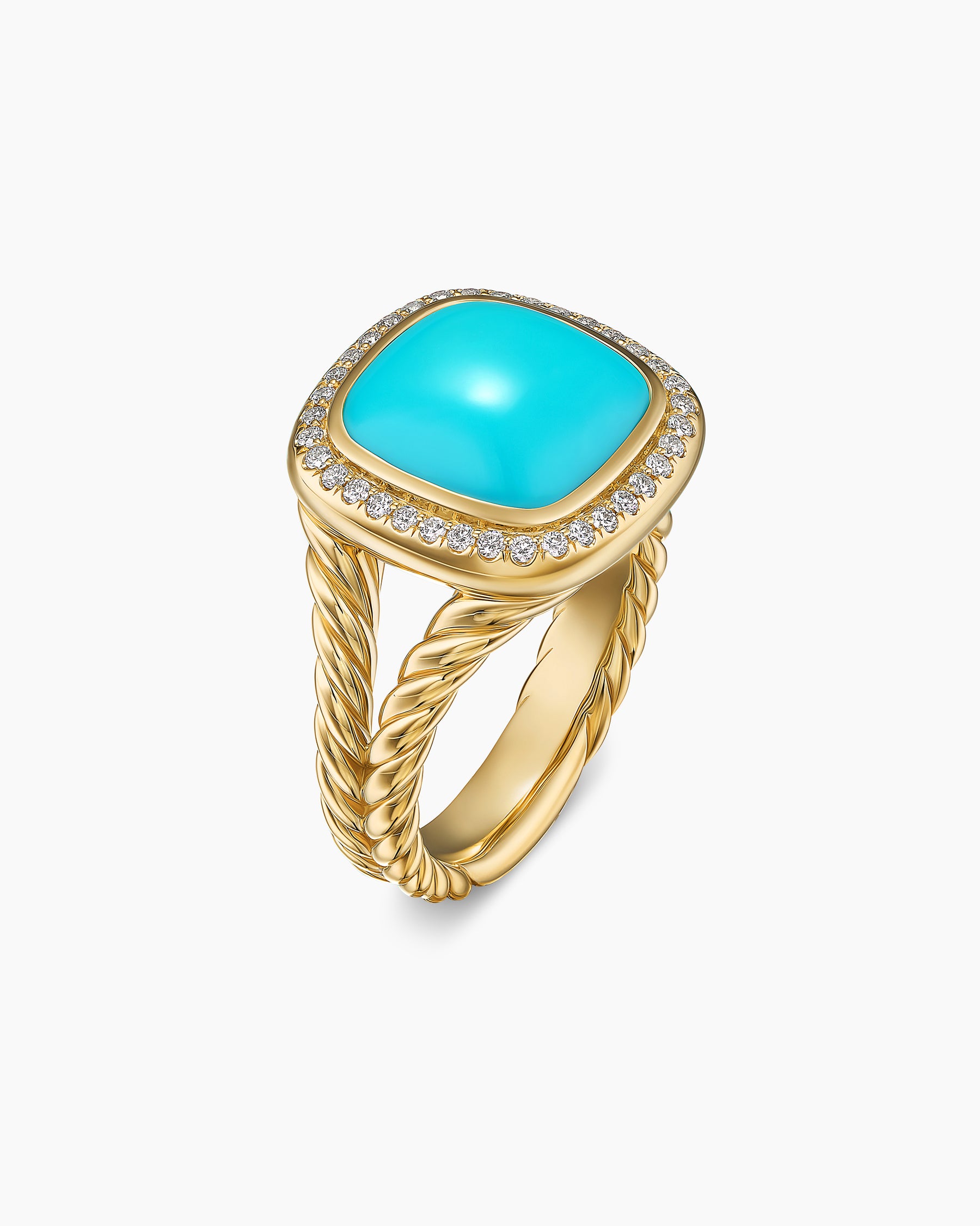 Albion Ring in 18K Yellow Gold with Turquoise and Diamonds, 11mm - Image 3