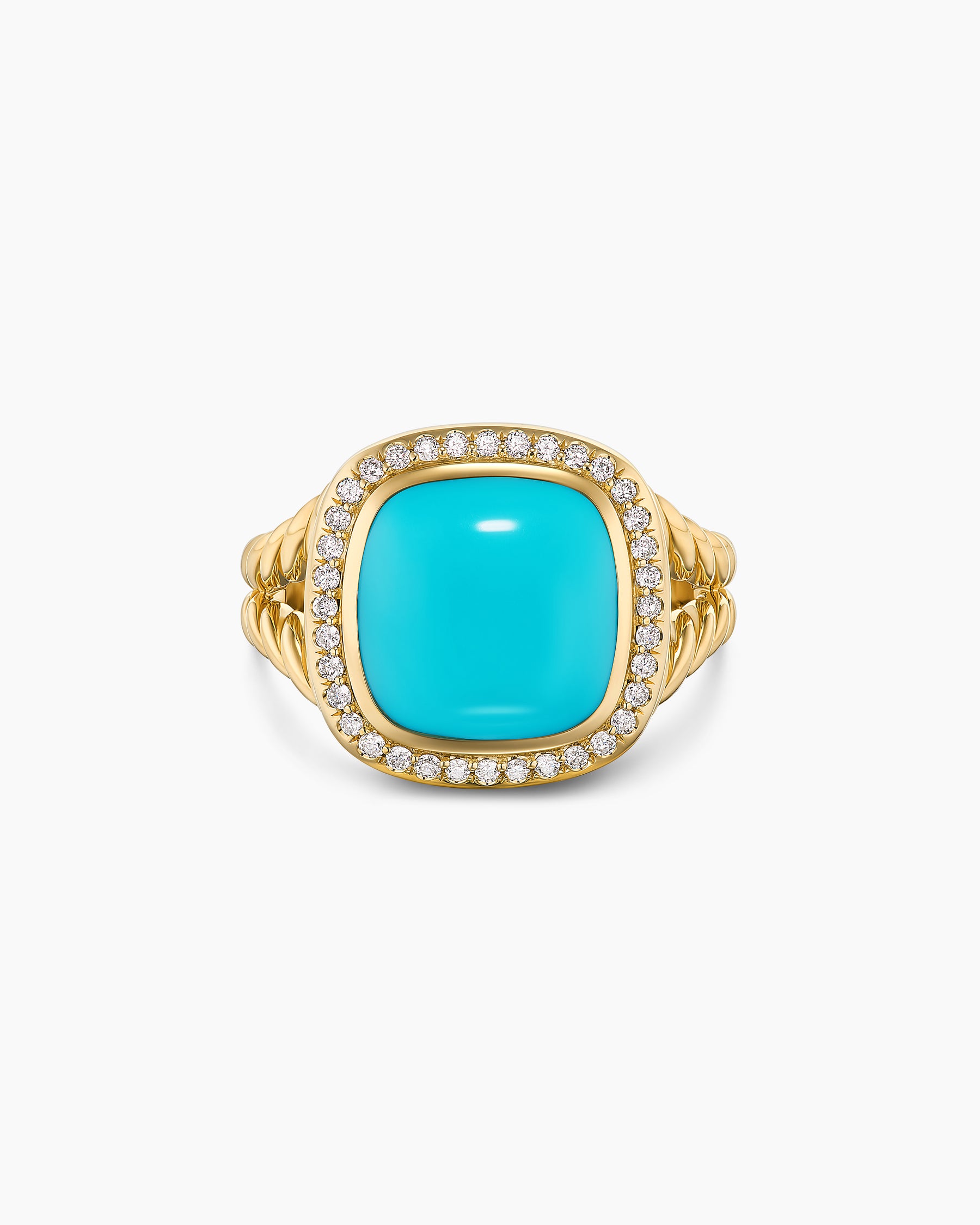 Albion Ring in 18K Yellow Gold with Turquoise and Diamonds, 11mm - Image 4