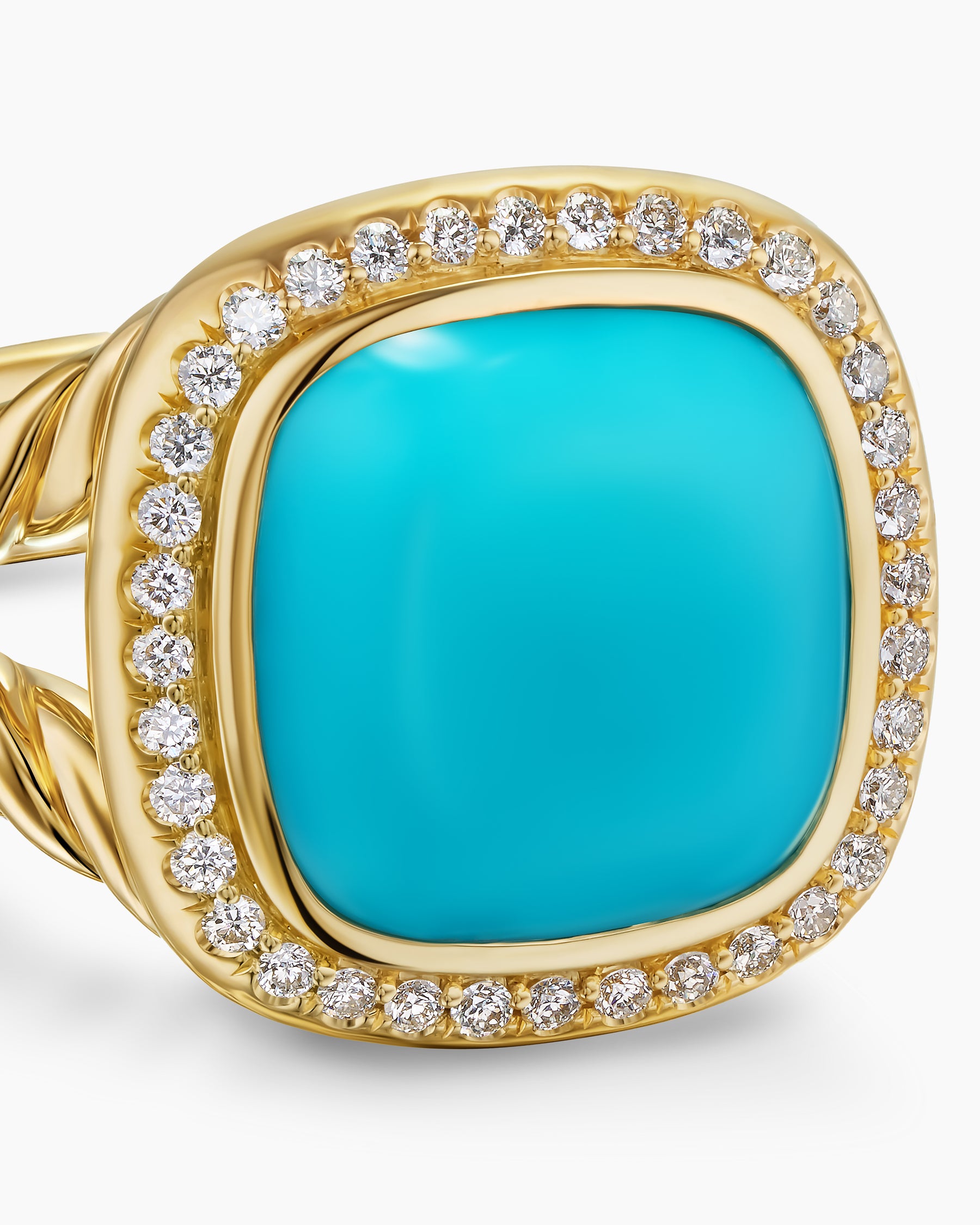 Albion Ring in 18K Yellow Gold with Turquoise and Diamonds, 11mm - Image 5