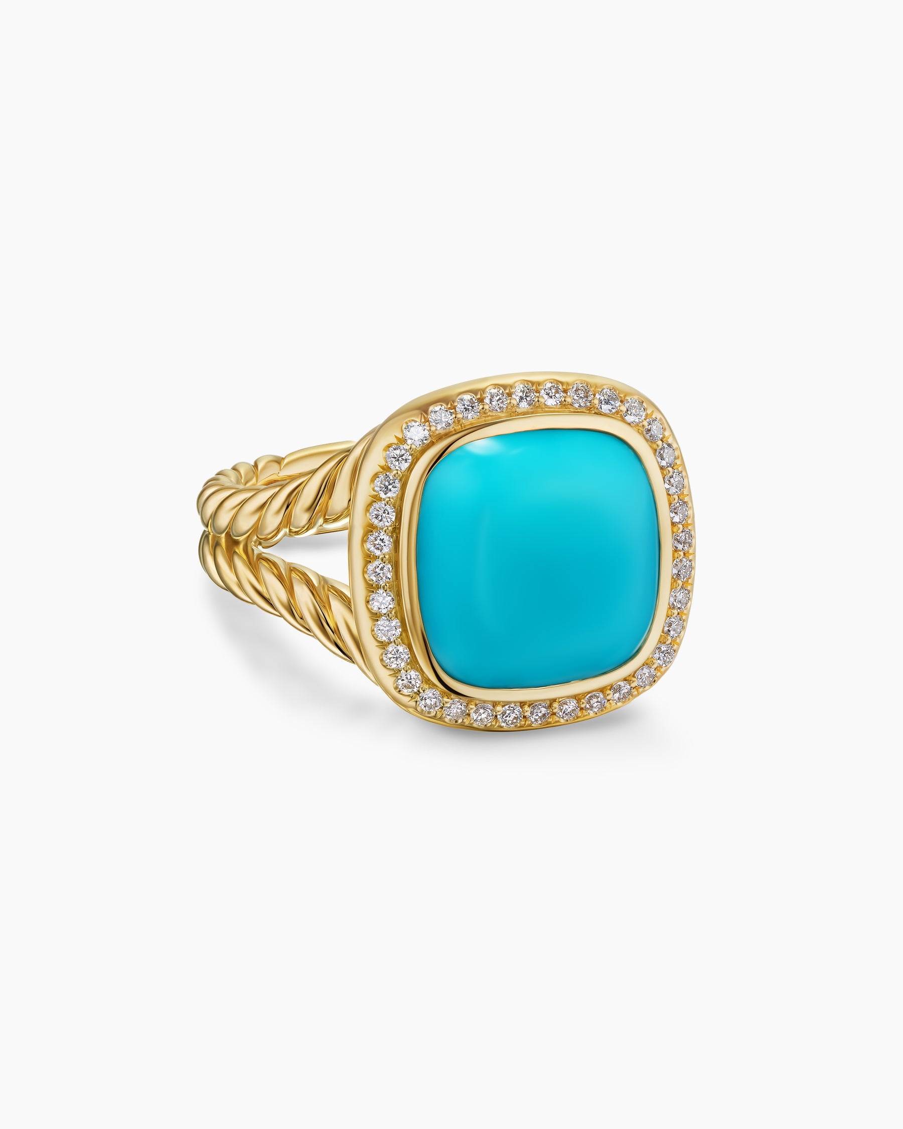 Albion Ring in 18K Yellow Gold with Turquoise and Diamonds, 11mm