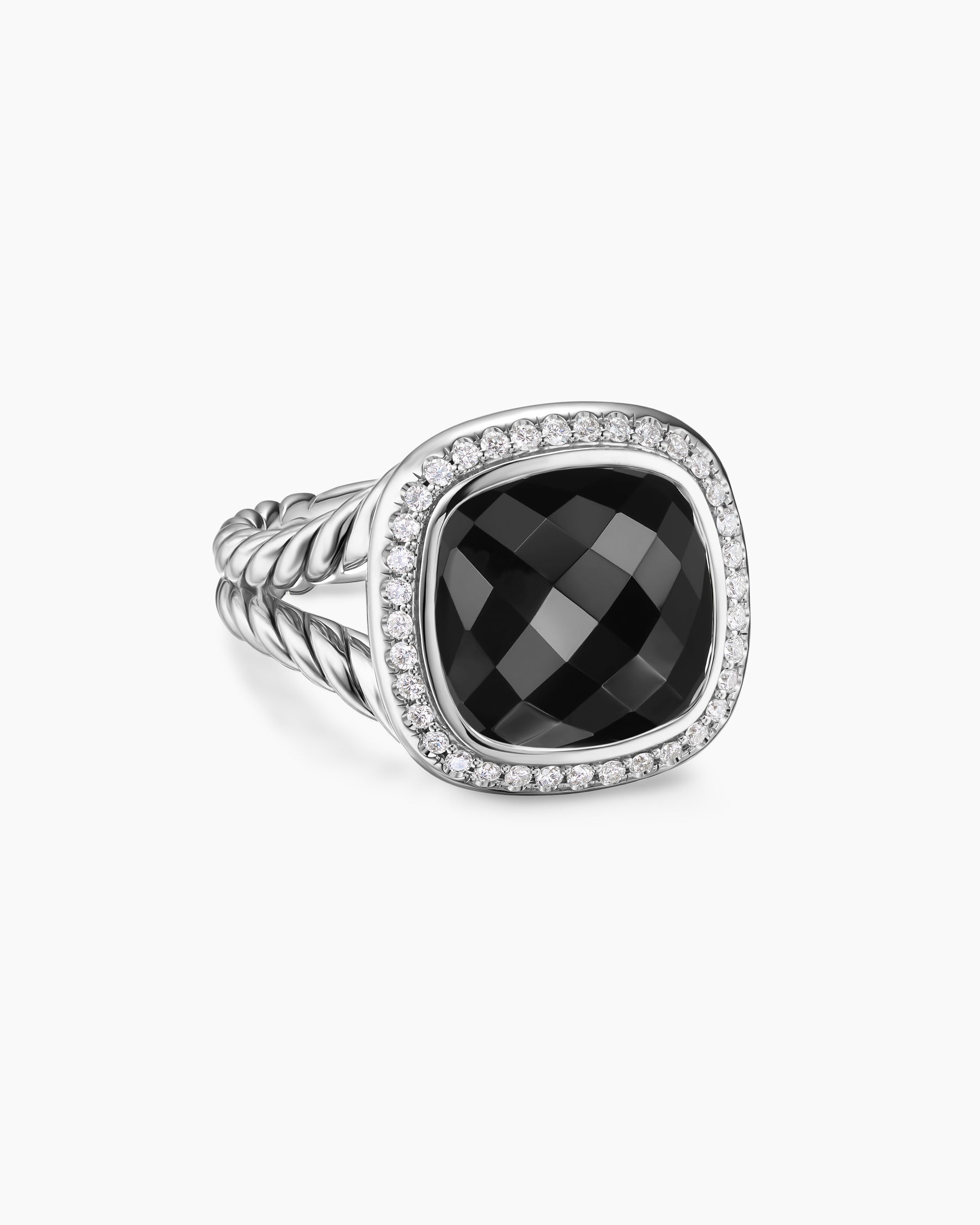 Albion Ring in Sterling Silver with Black Onyx and Diamonds, 11mm