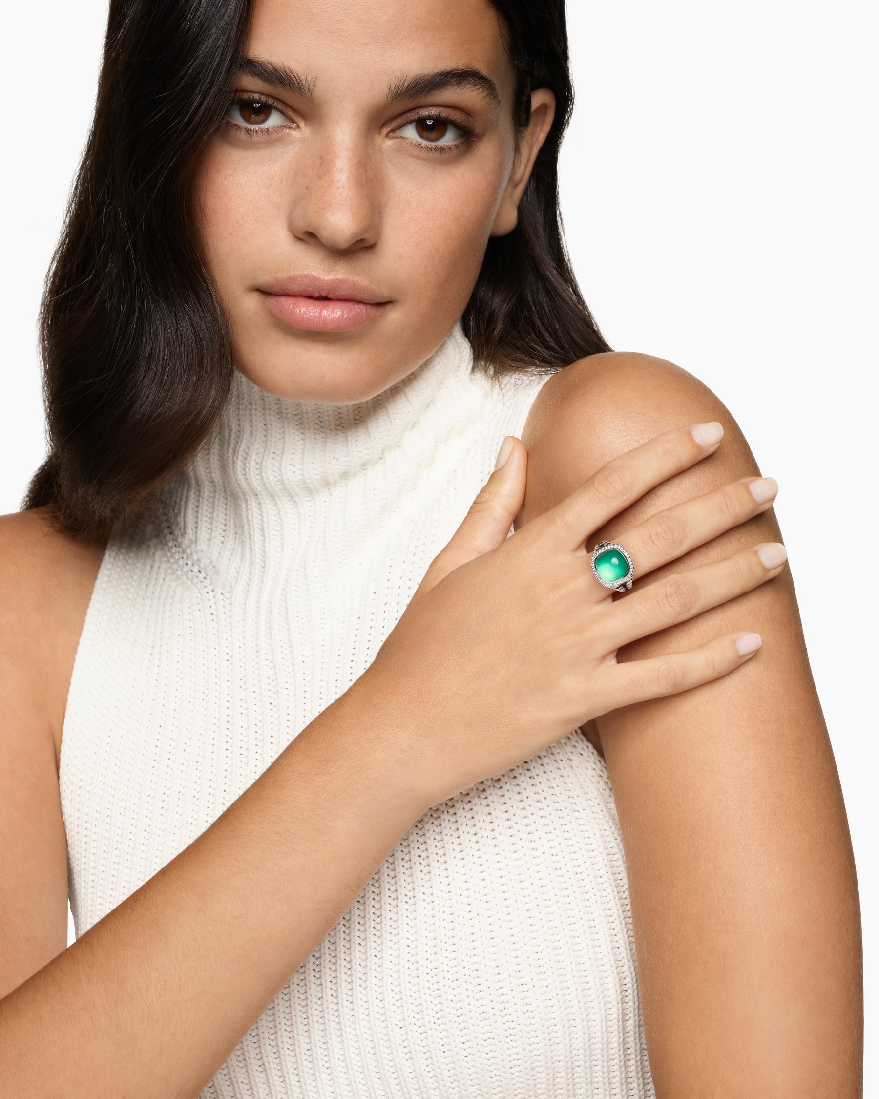 Alternative view of Albion Ring in Sterling Silver with Lagoon Orchid and Diamonds, 11mm