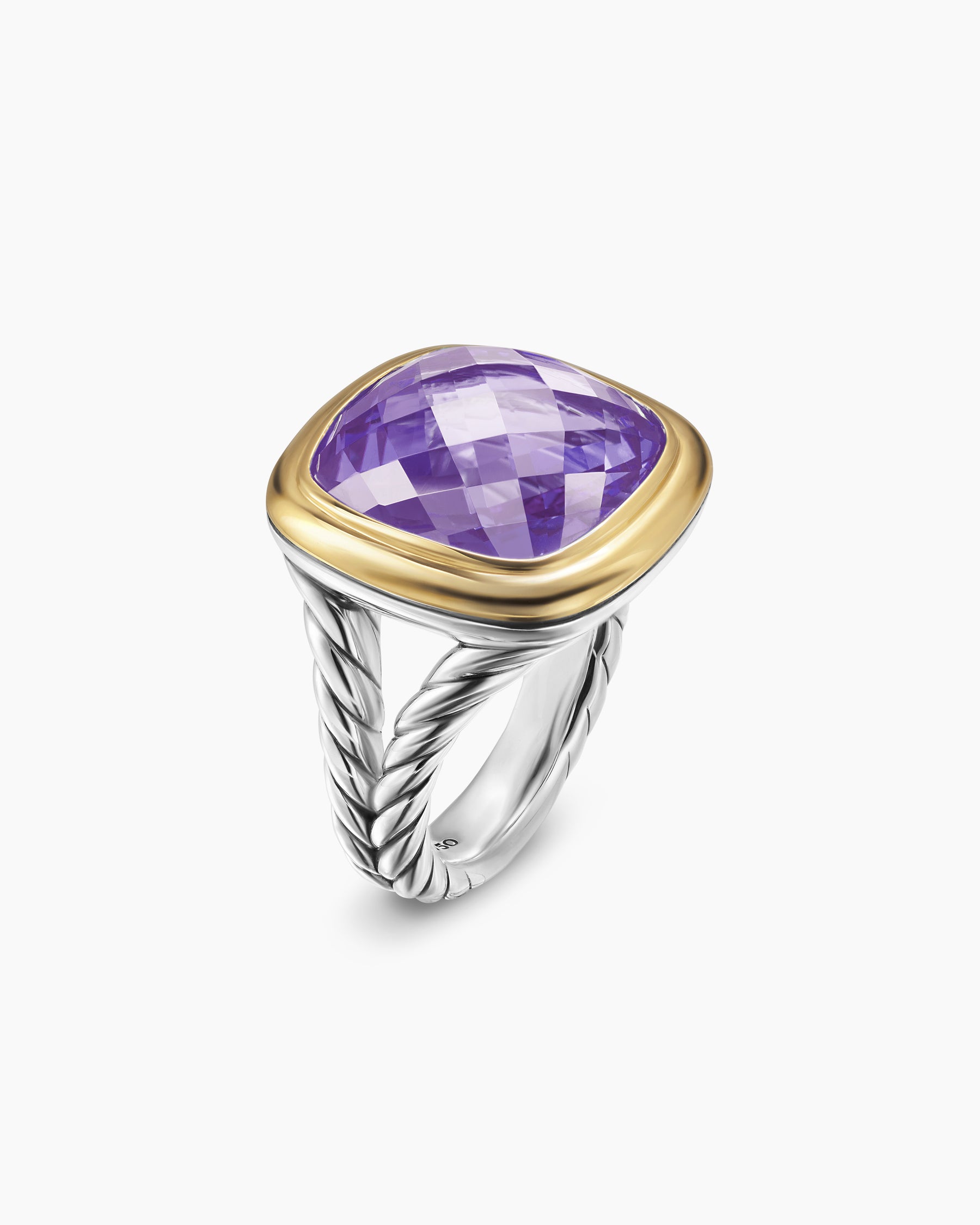 Albion Ring in Sterling Silver with 18K Yellow Gold and Amethyst, 15mm - Image 3