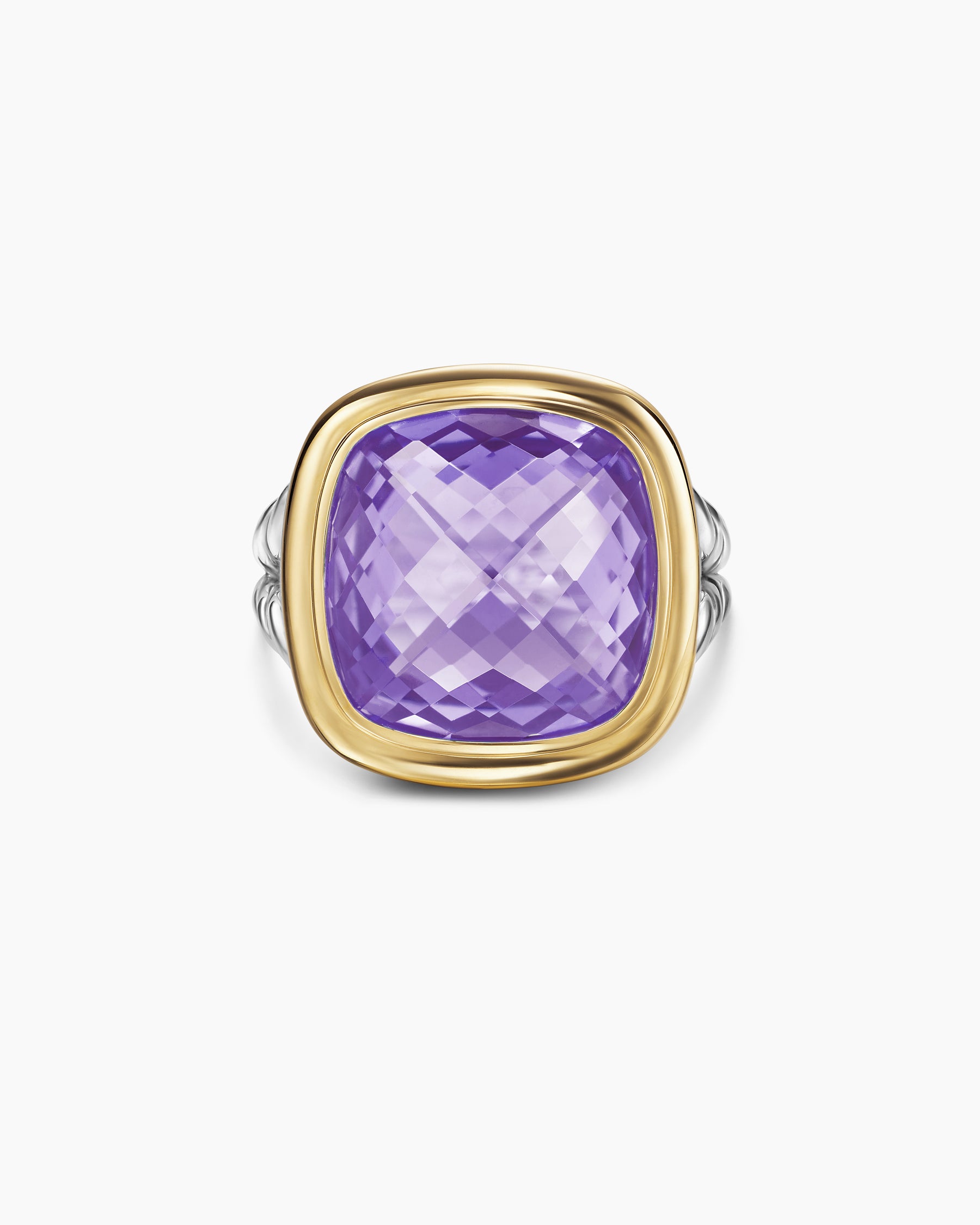 Albion Ring in Sterling Silver with 18K Yellow Gold and Amethyst, 15mm - Image 4