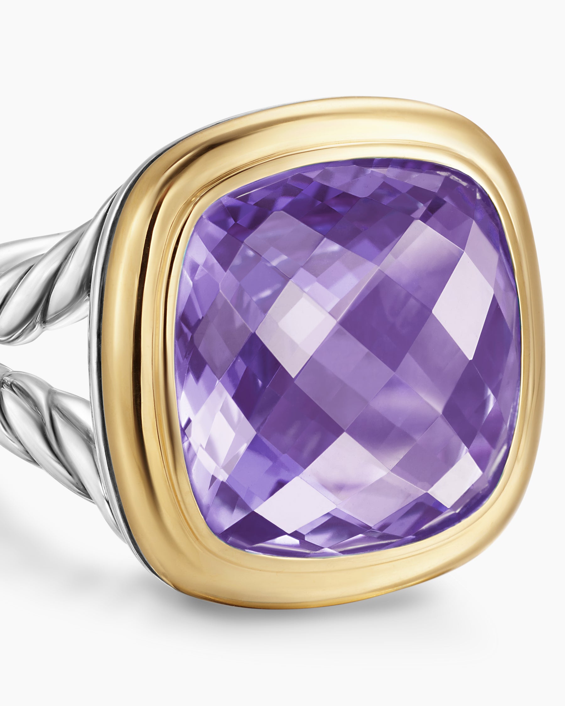 Albion Ring in Sterling Silver with 18K Yellow Gold and Amethyst, 15mm - Image 5