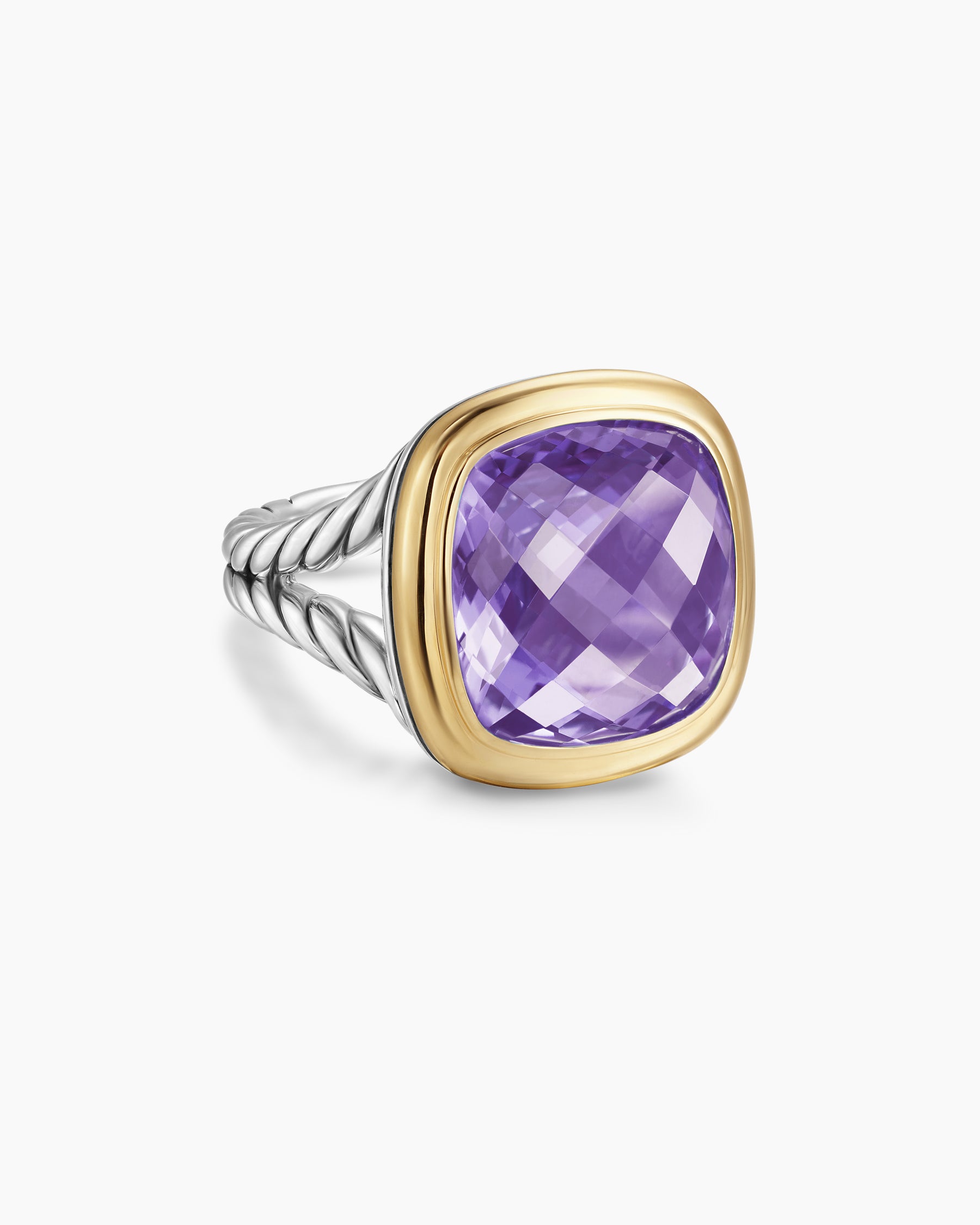 Albion Ring in Sterling Silver with 18K Yellow Gold and Amethyst, 15mm