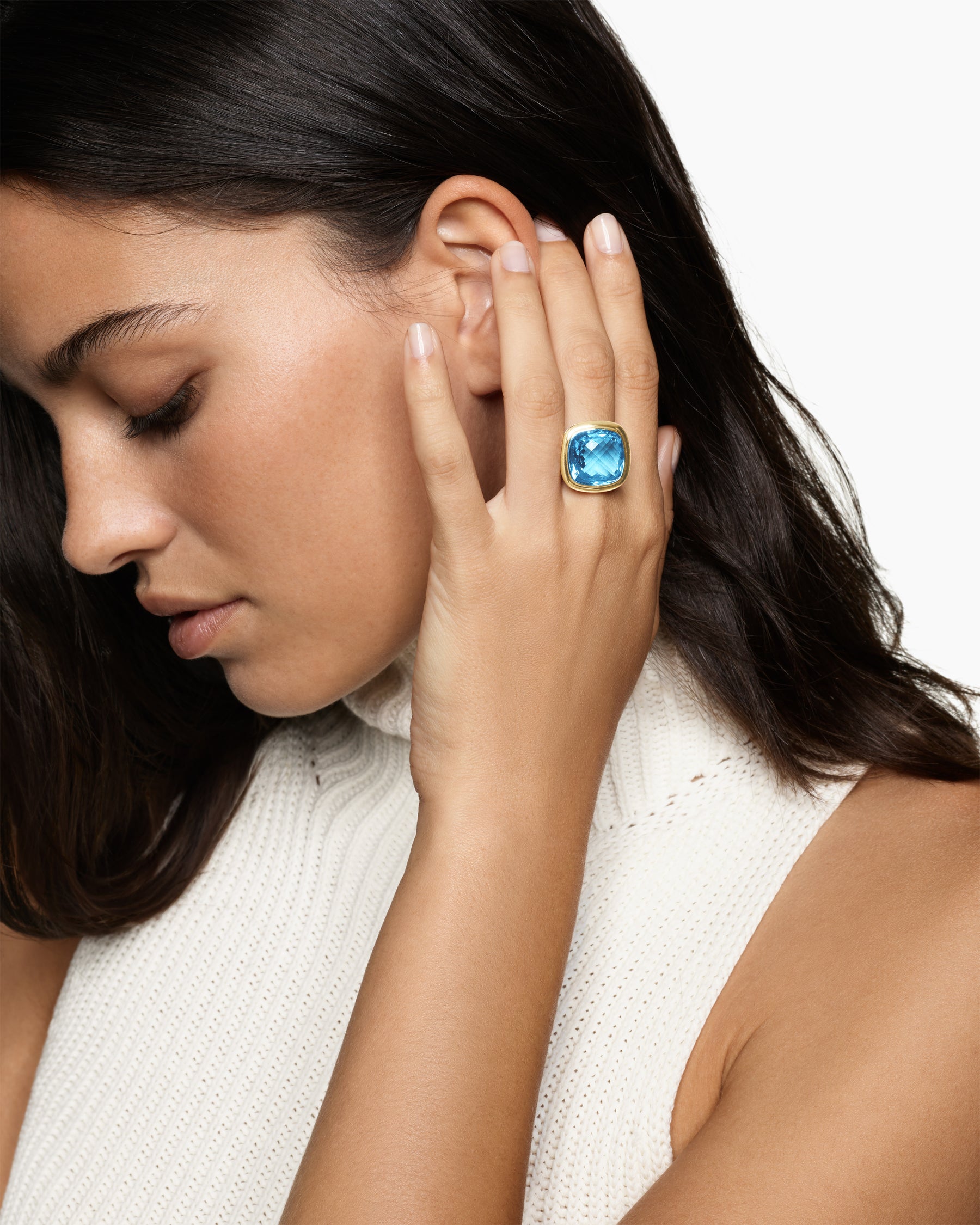 Alternative view of Albion Ring in Sterling Silver with 18K Yellow Gold and Blue Topaz, 15mm