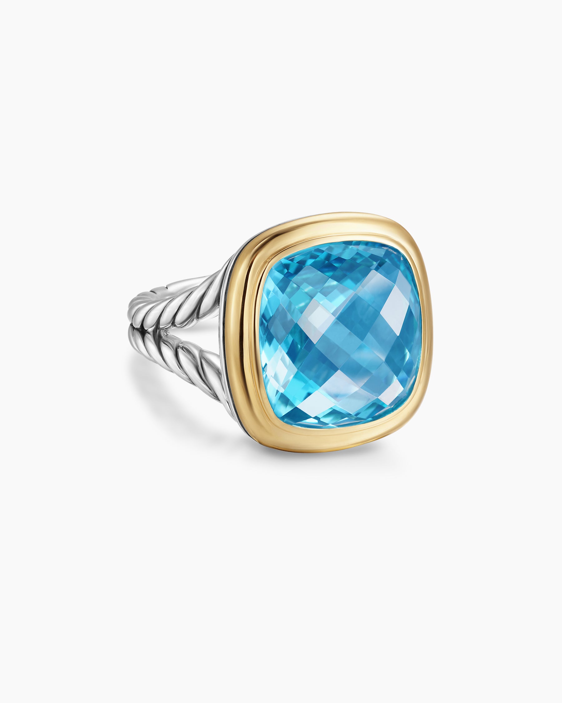 Albion Ring in Sterling Silver with 18K Yellow Gold and Blue Topaz, 15mm