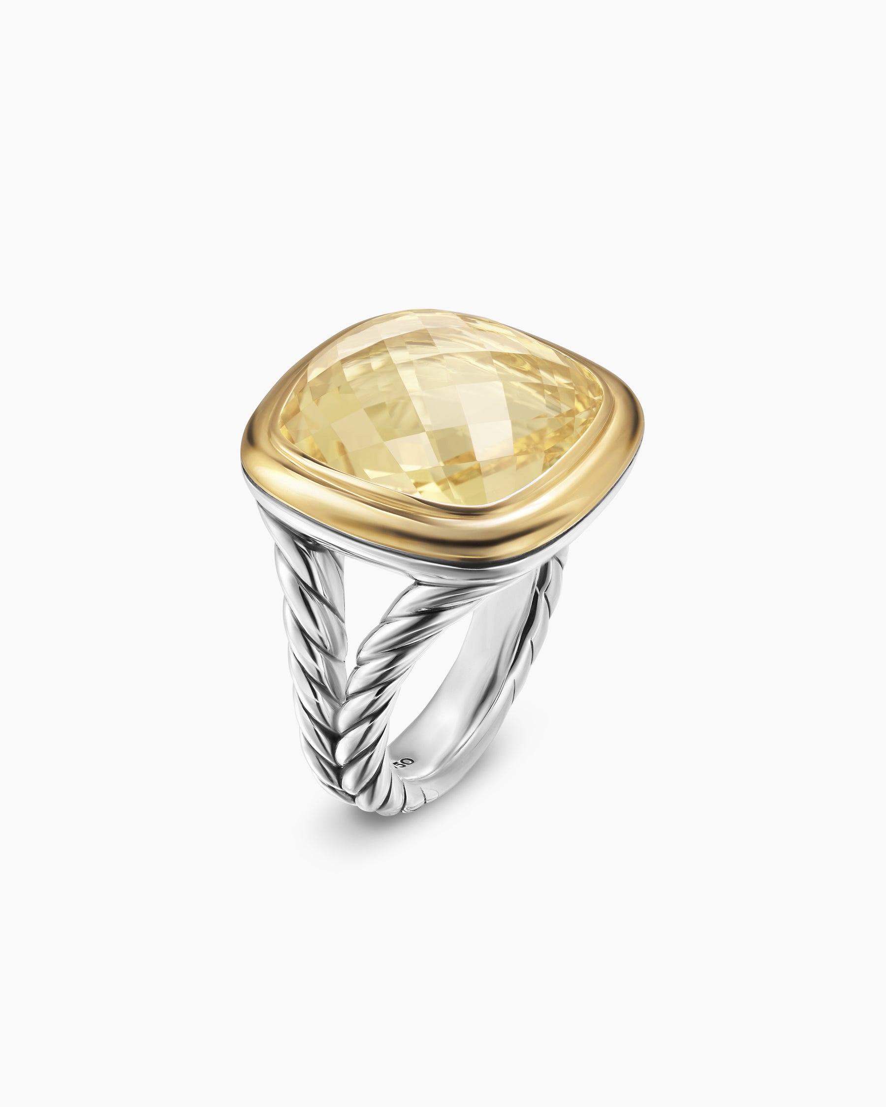 Albion Ring in Sterling Silver with 18K Yellow Gold and Champagne Citrine, 15mm - Image 3