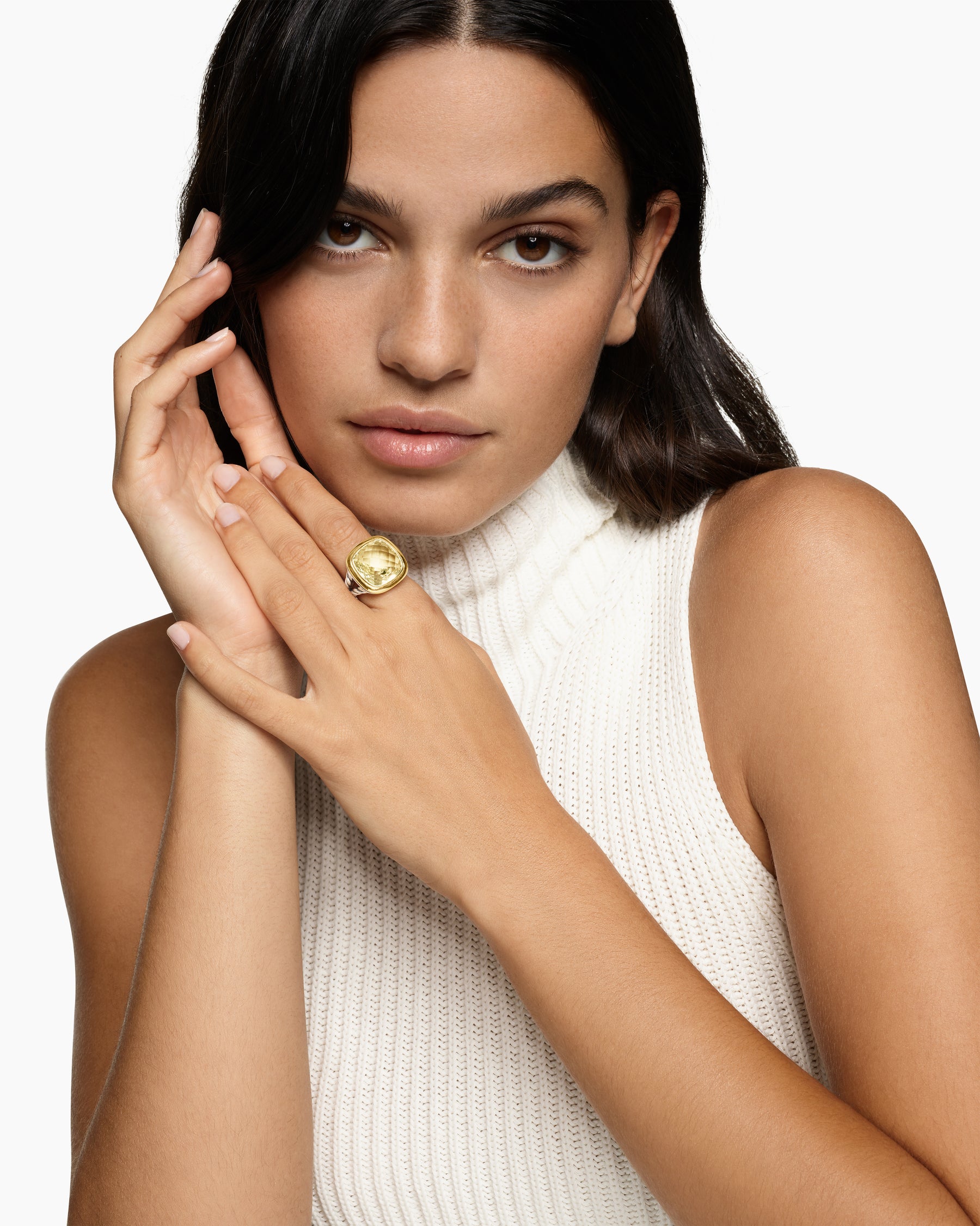 Alternative view of Albion Ring in Sterling Silver with 18K Yellow Gold and Champagne Citrine, 15mm