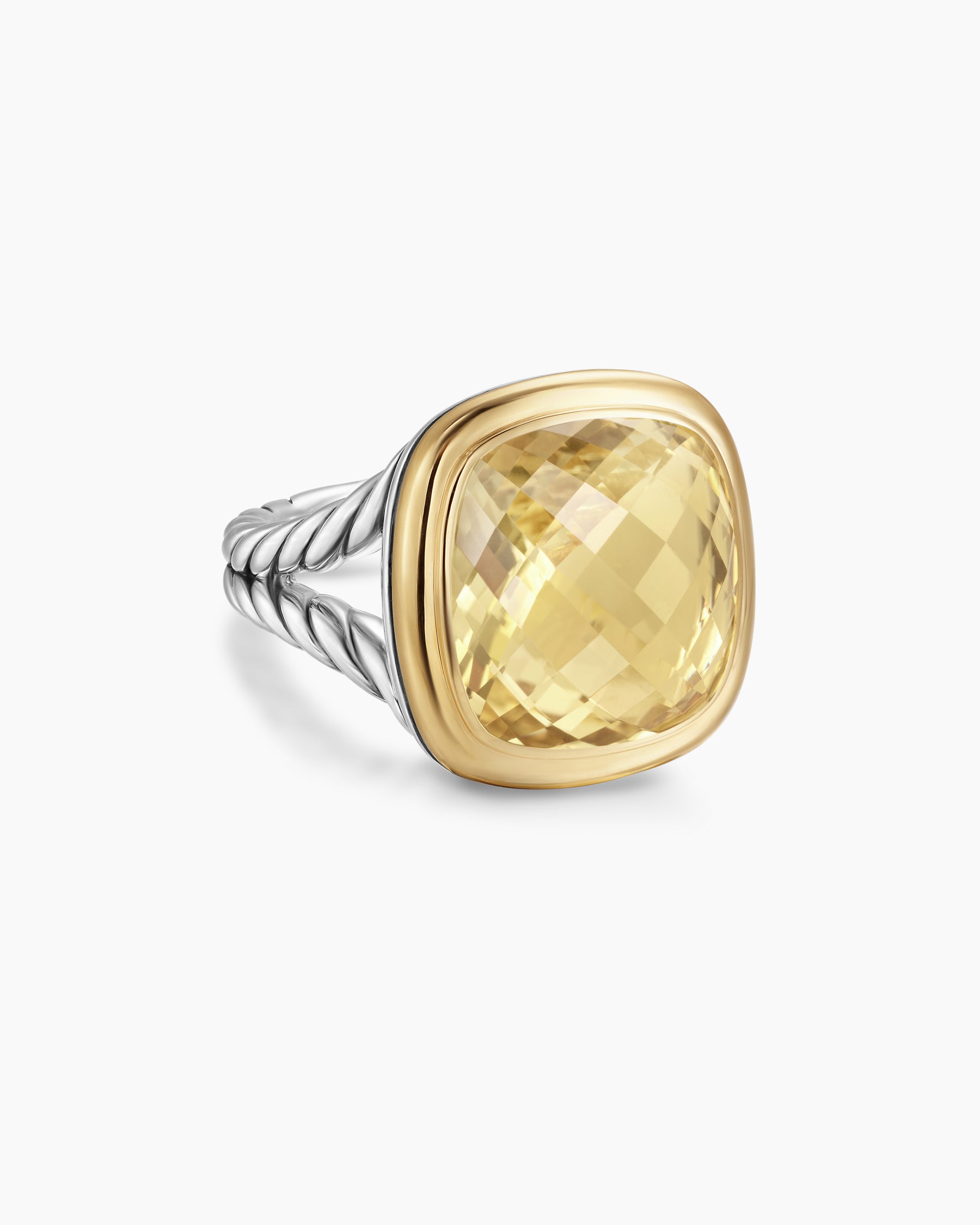Albion Ring in Sterling Silver with 18K Yellow Gold and Champagne Citrine, 15mm