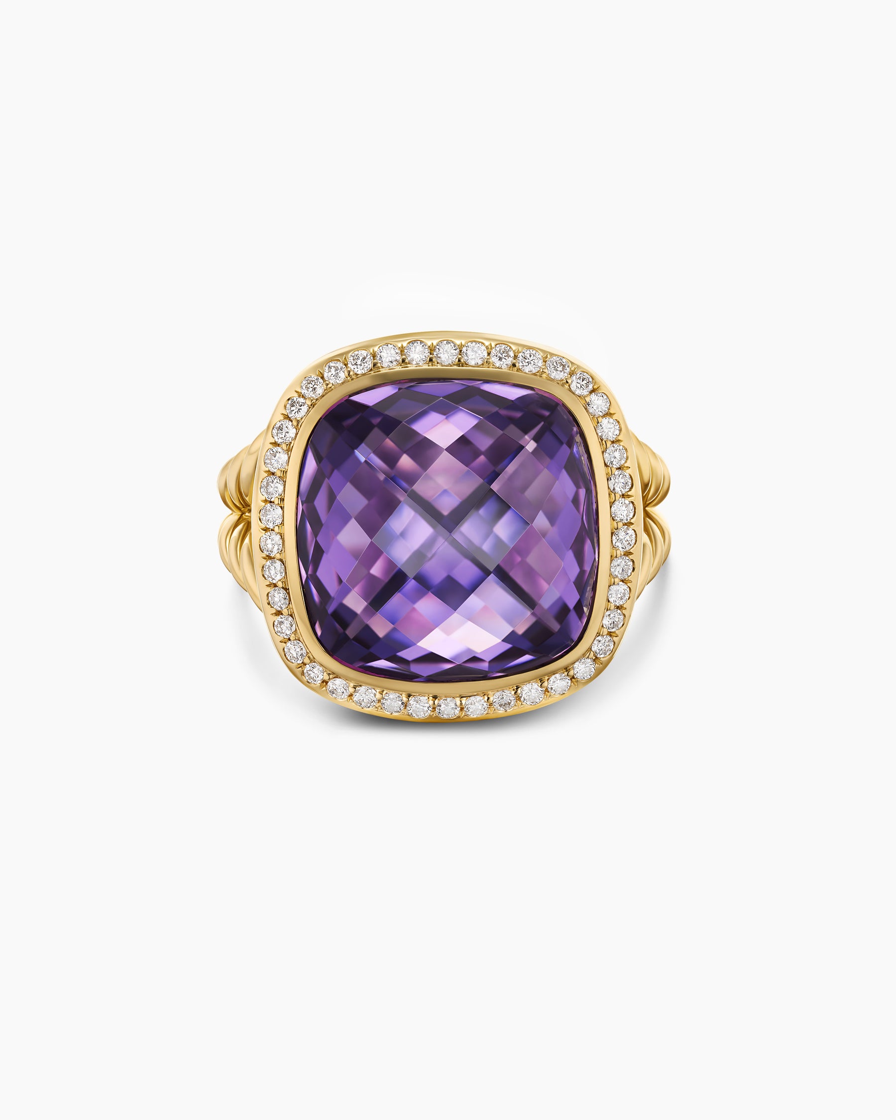 Albion Ring in 18K Yellow Gold with Amethyst and Diamonds, 15mm - Image 4