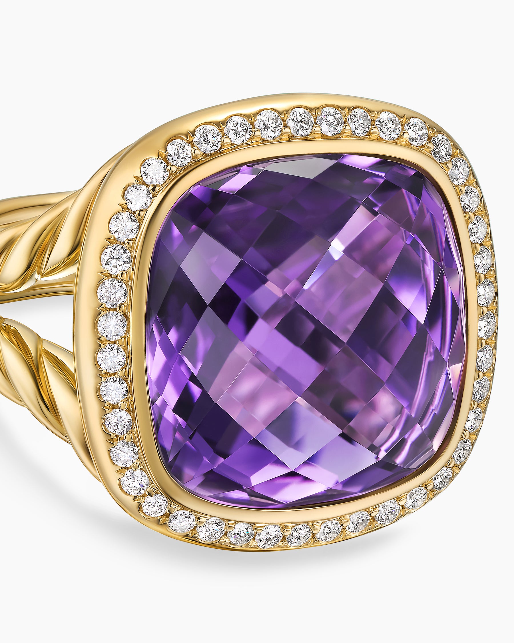 Albion Ring in 18K Yellow Gold with Amethyst and Diamonds, 15mm - Image 5