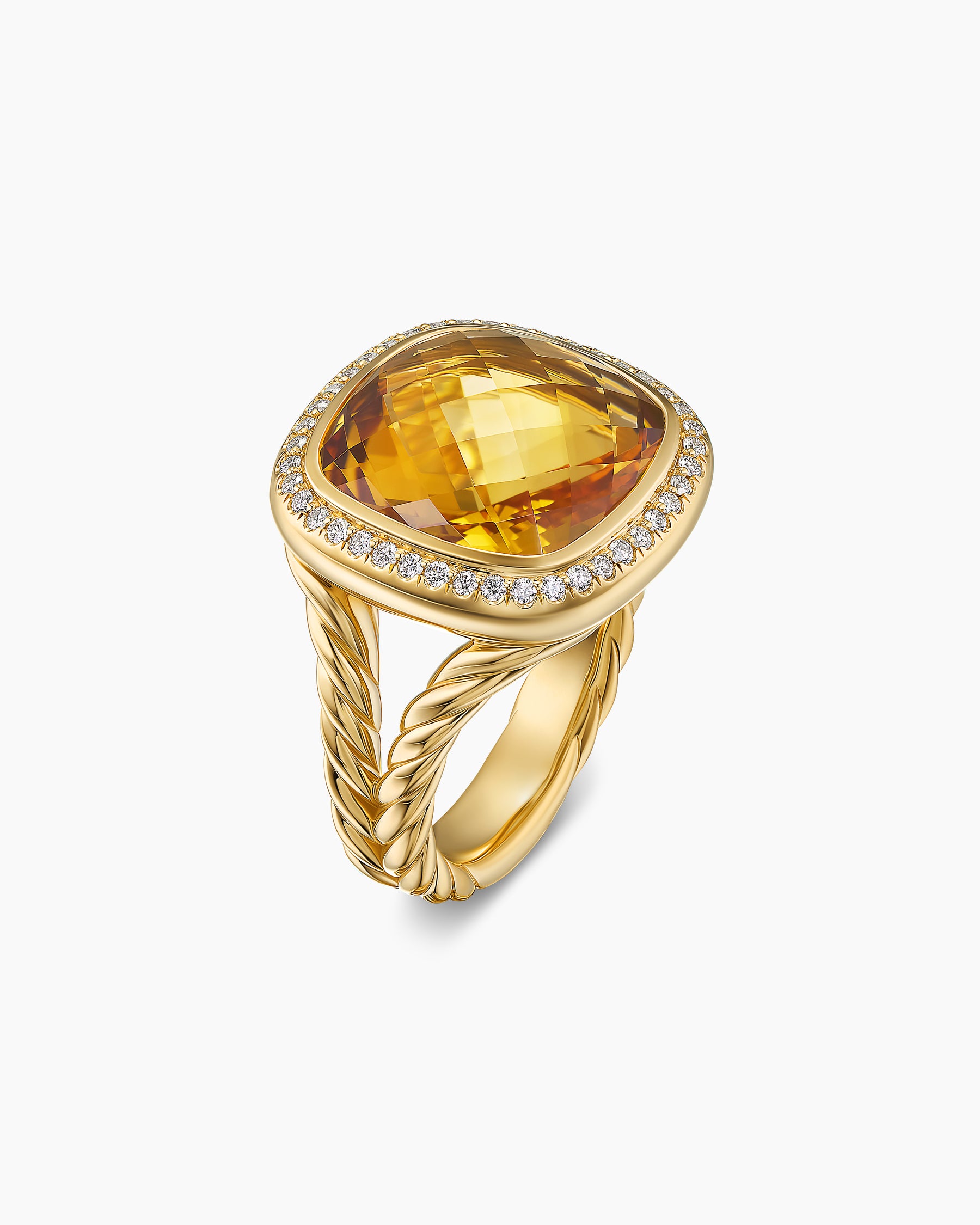 Albion Ring in 18K Yellow Gold with Citrine and Diamonds, 15mm - Image 3
