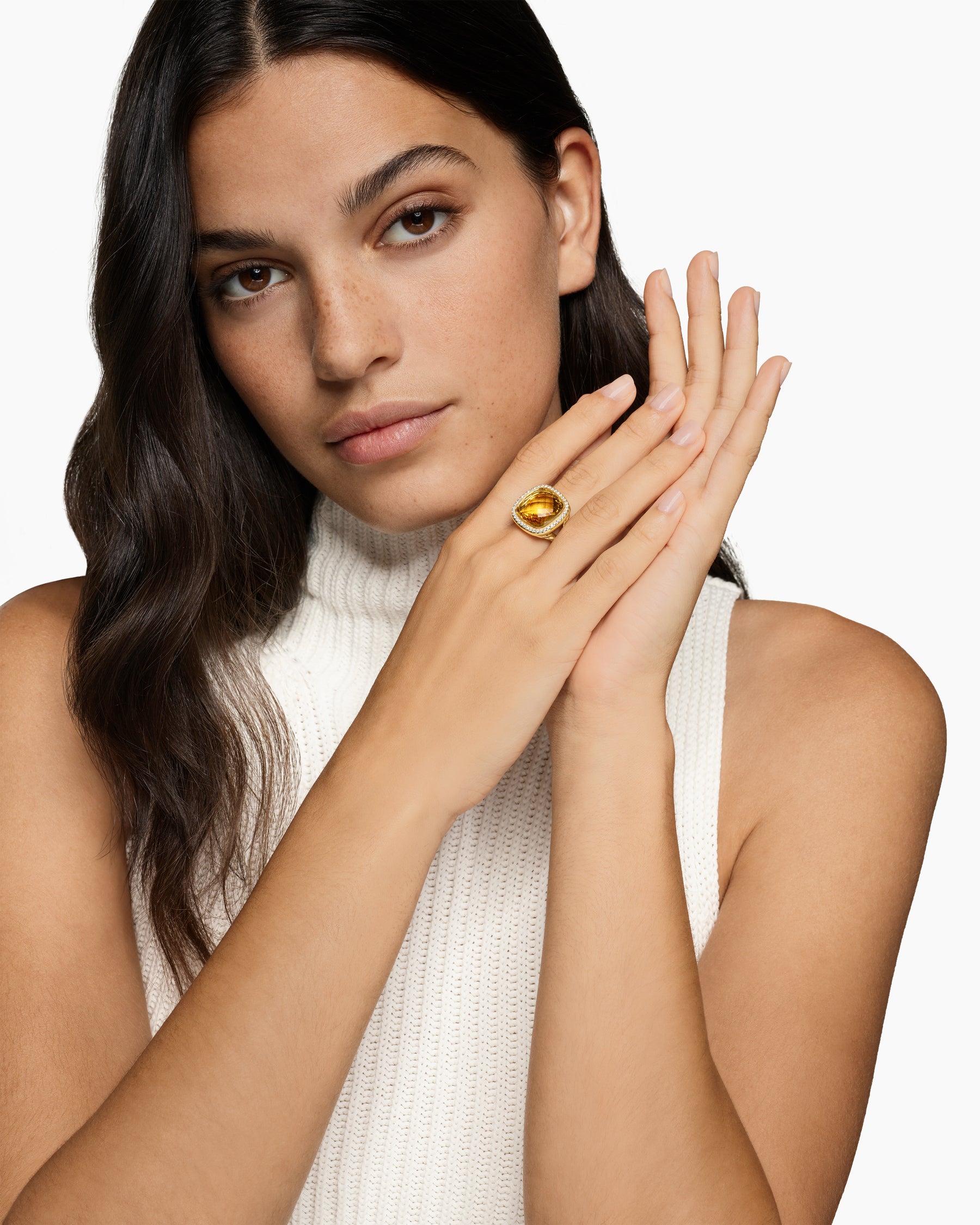 Alternative view of Albion Ring in 18K Yellow Gold with Citrine and Diamonds, 15mm