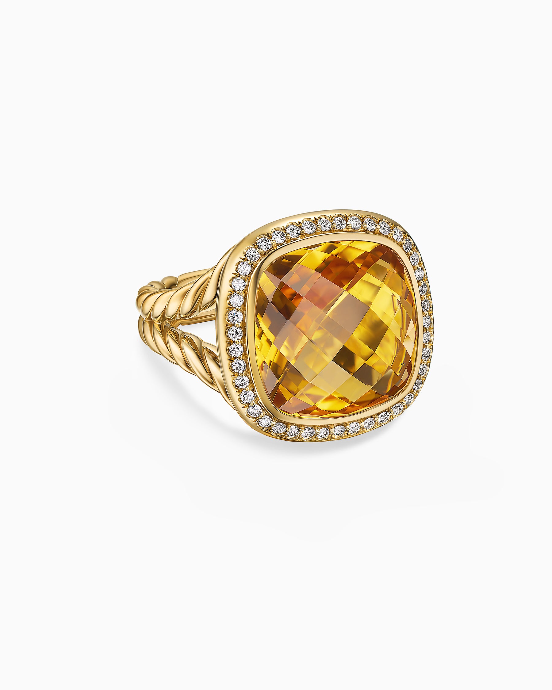 Albion Ring in 18K Yellow Gold with Citrine and Diamonds, 15mm