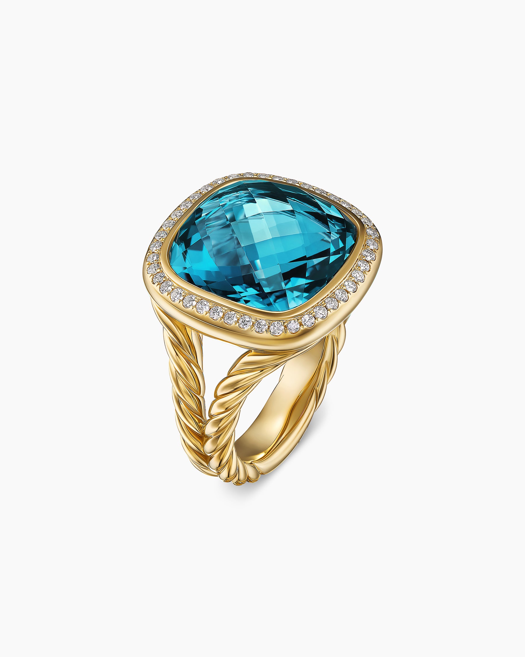 Albion Ring in 18K Yellow Gold with Hampton Blue Topaz and Diamonds, 15mm - Image 3