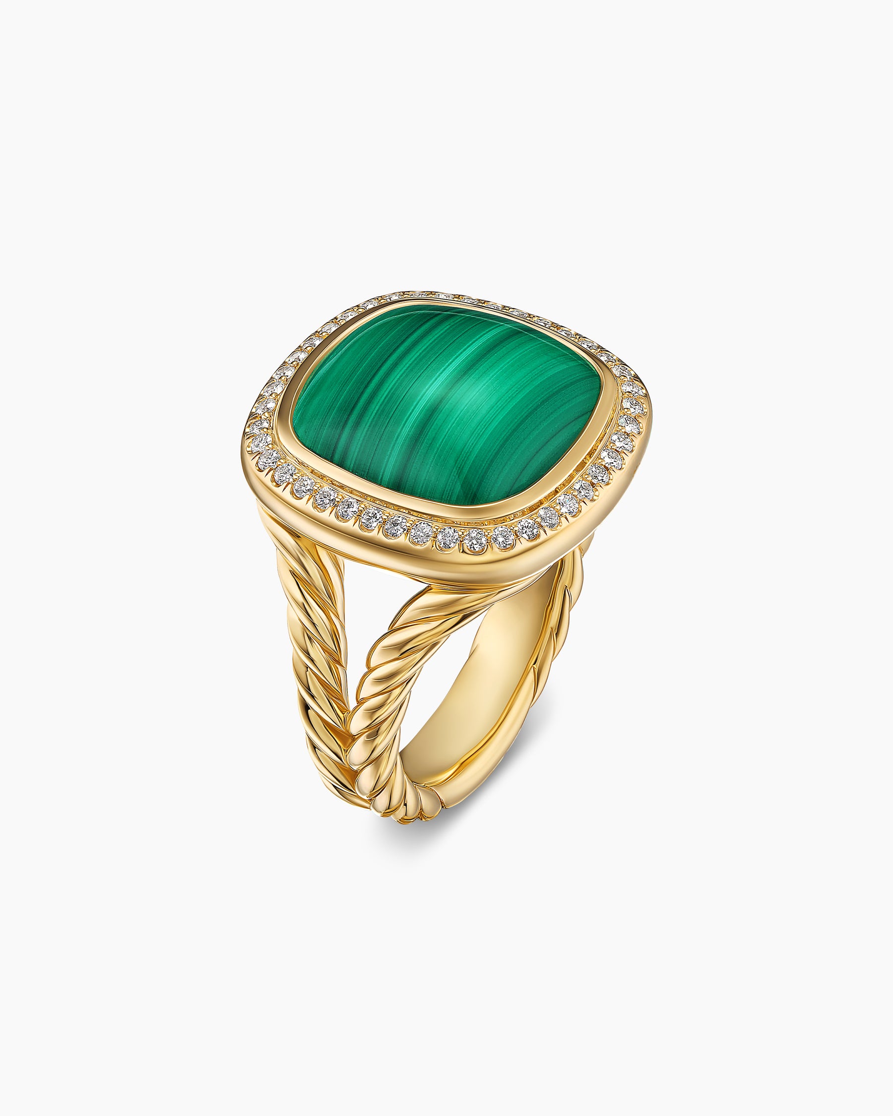 Albion Ring in 18K Yellow Gold with Malachite and Diamonds, 15mm - Image 3