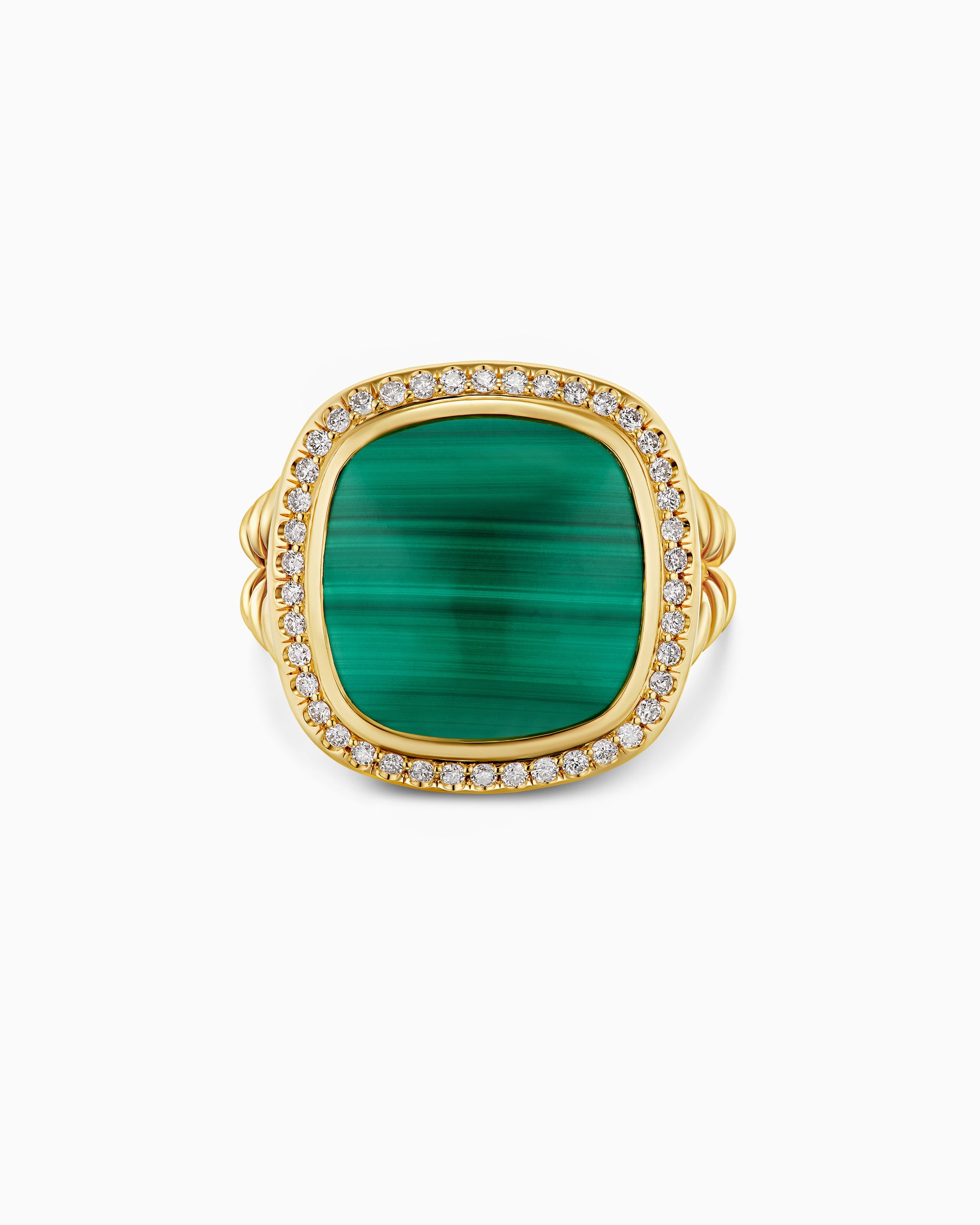 Albion Ring in 18K Yellow Gold with Malachite and Diamonds, 15mm - Image 4