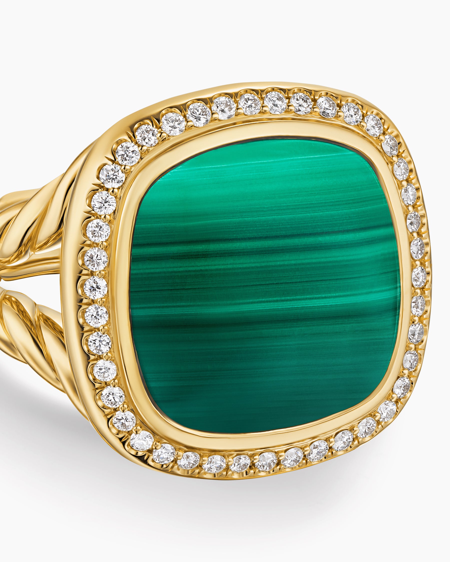 Albion Ring in 18K Yellow Gold with Malachite and Diamonds, 15mm - Image 5