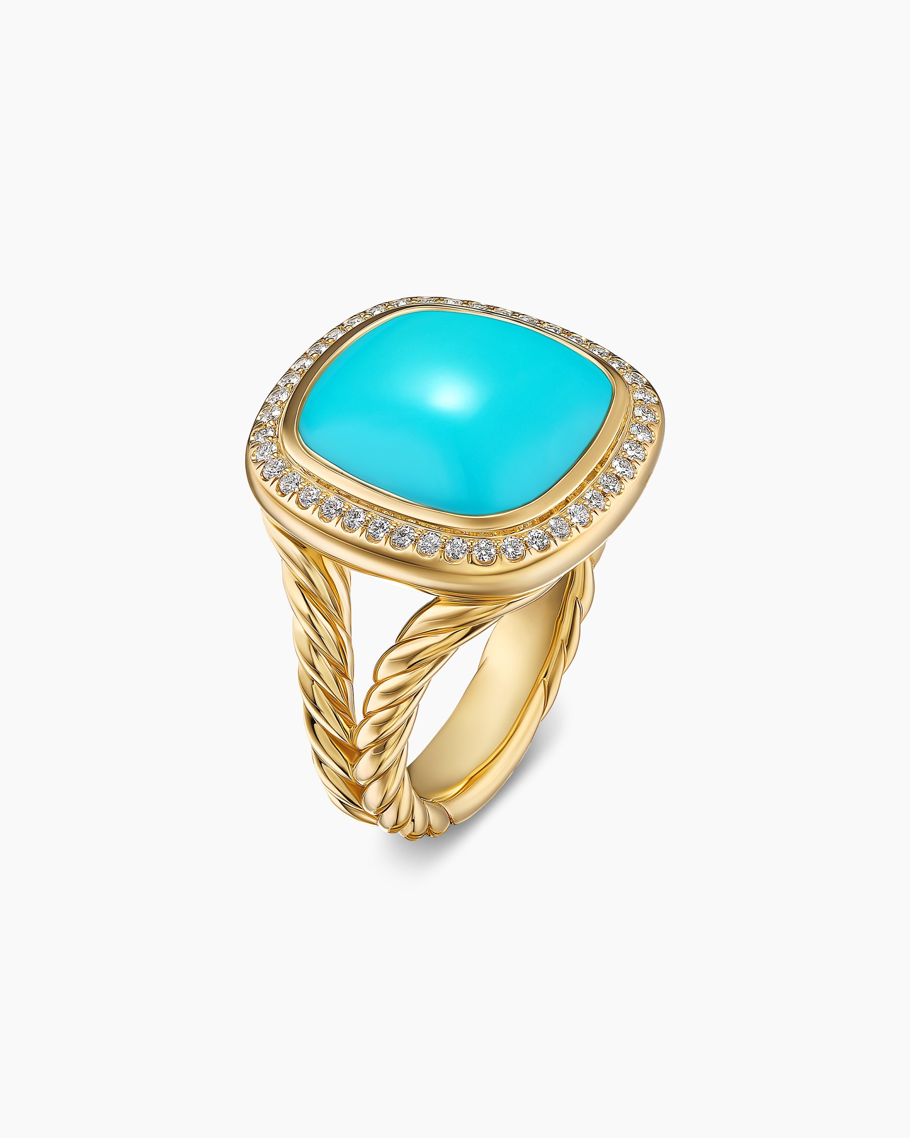 Albion Ring in 18K Yellow Gold with Turquoise and Diamonds, 15mm - Image 3