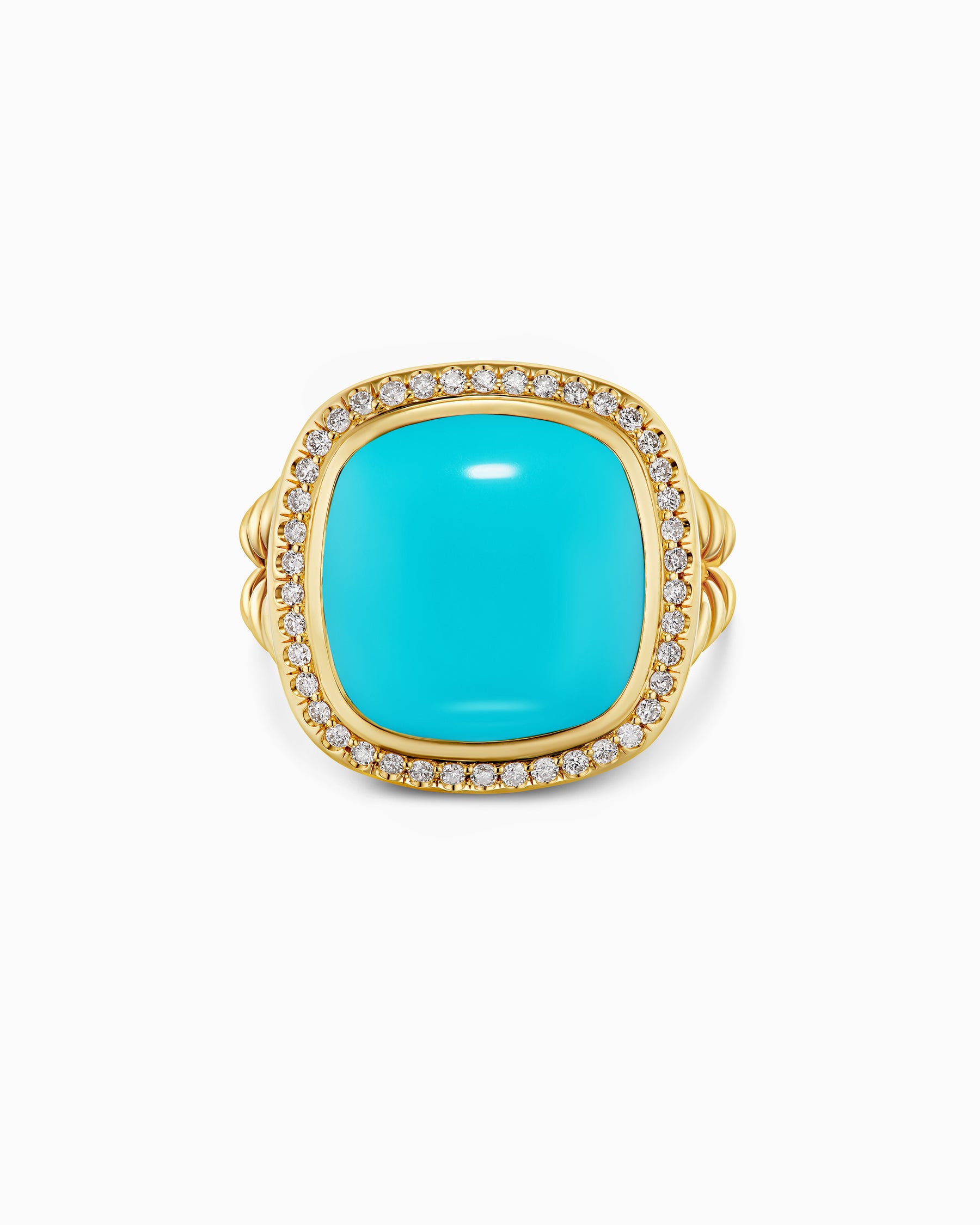 Albion Ring in 18K Yellow Gold with Turquoise and Diamonds, 15mm - Image 4