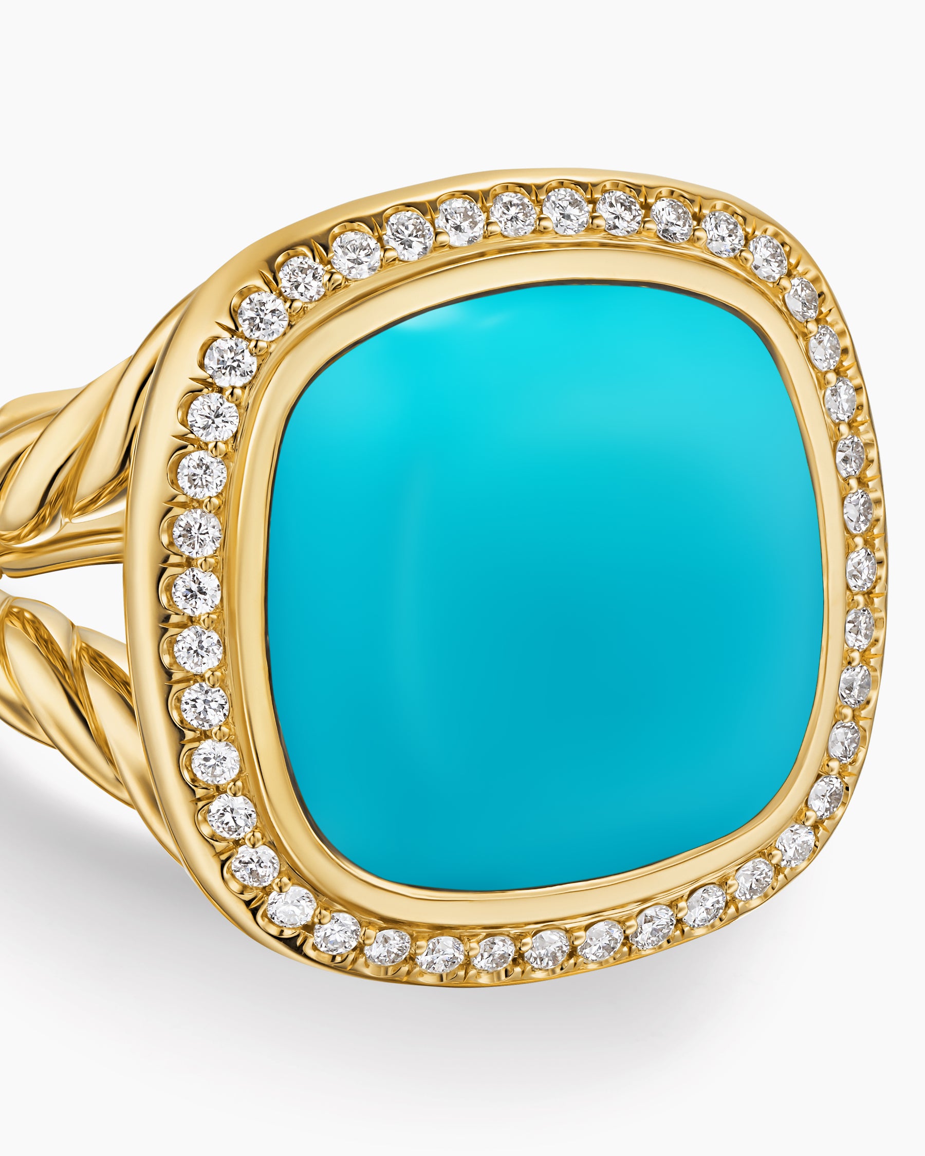 Albion Ring in 18K Yellow Gold with Turquoise and Diamonds, 15mm - Image 5