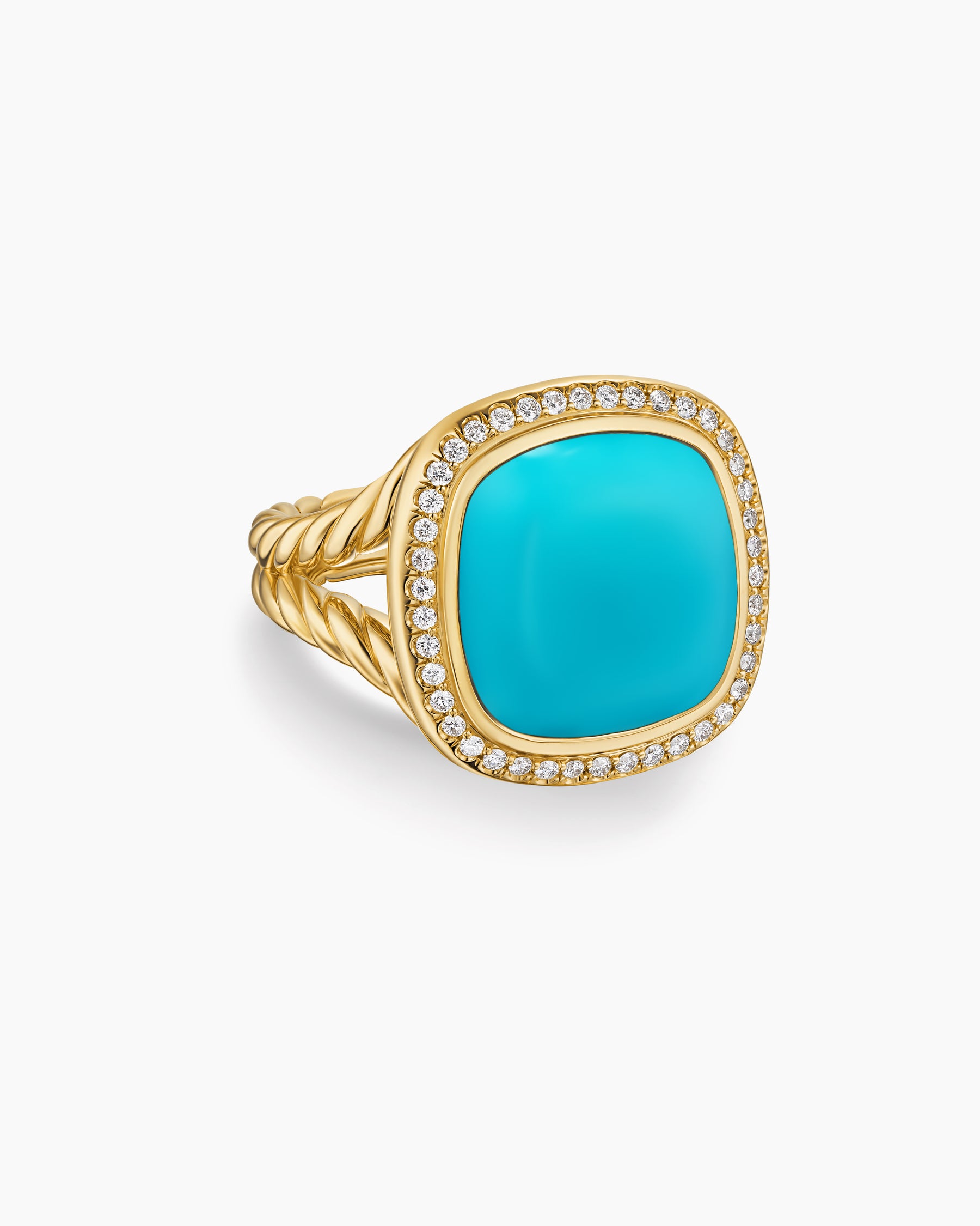 Albion Ring in 18K Yellow Gold with Turquoise and Diamonds, 15mm