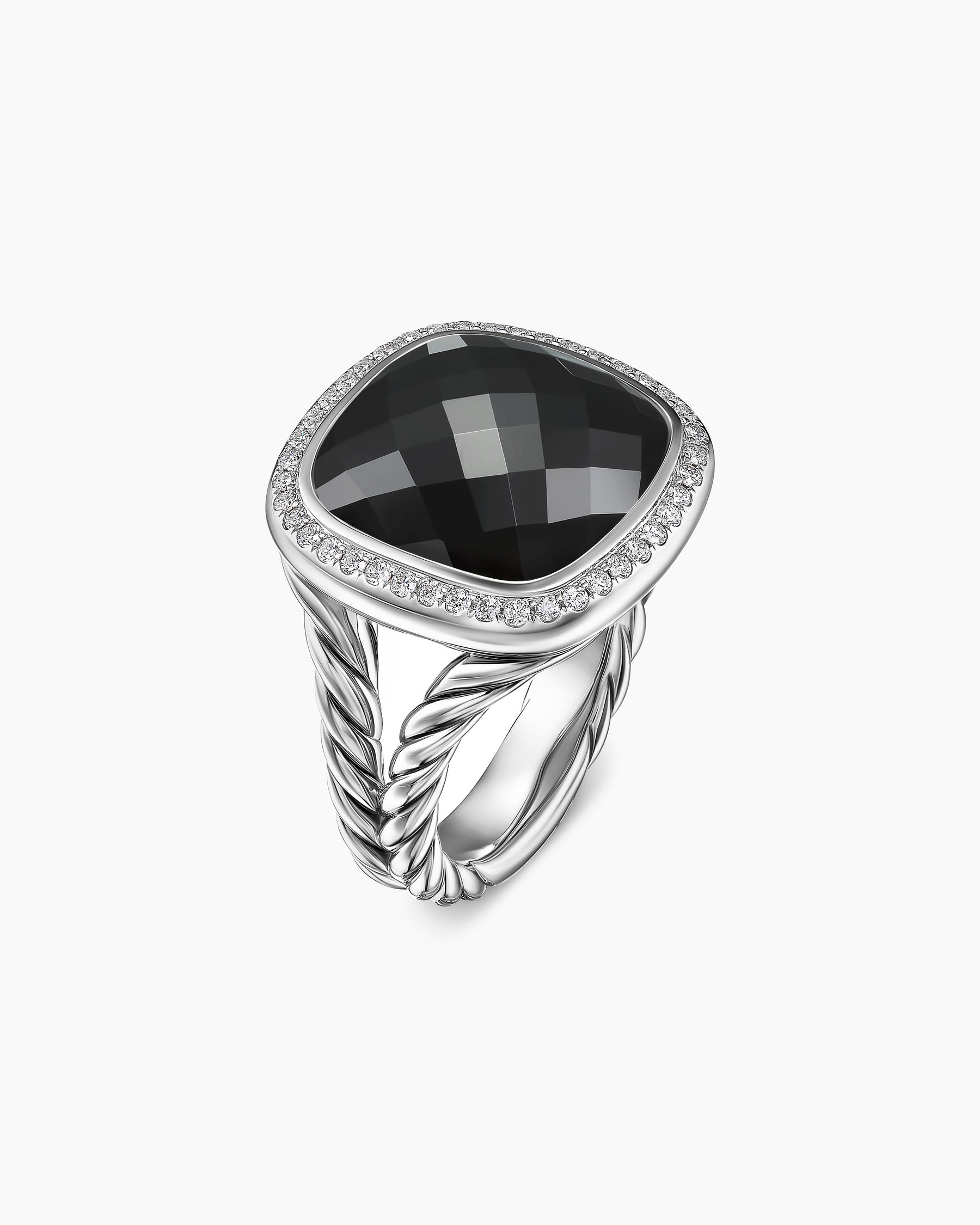 Albion Ring in Sterling Silver with Black Onyx and Diamonds, 15mm - Image 3