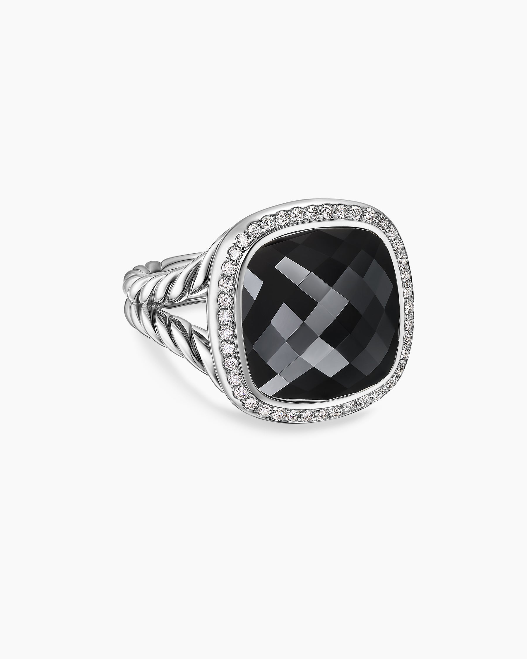 Albion Ring in Sterling Silver with Black Onyx and Diamonds, 15mm
