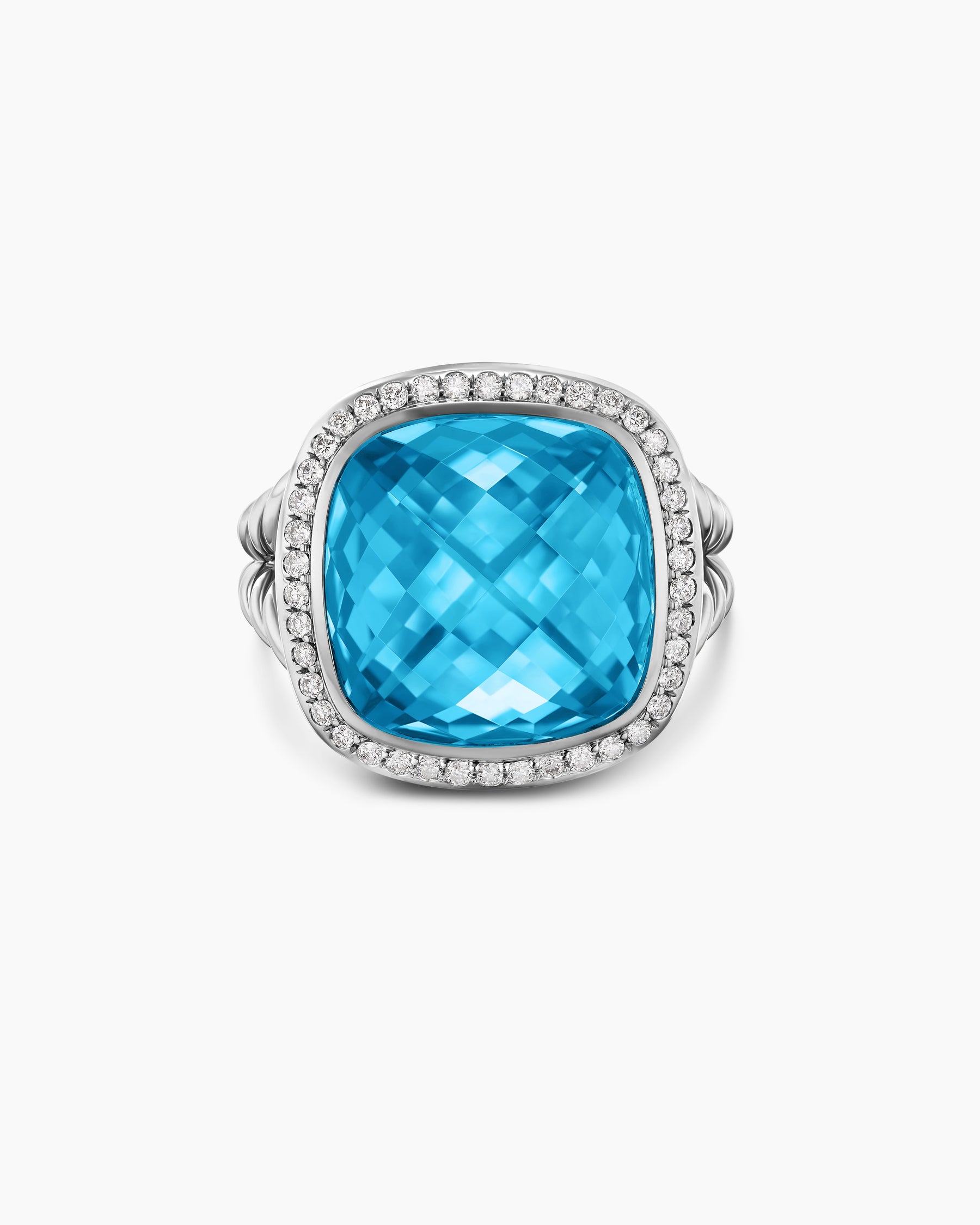 Albion Ring in Sterling Silver with Blue Topaz and Diamonds, 15mm - Image 4