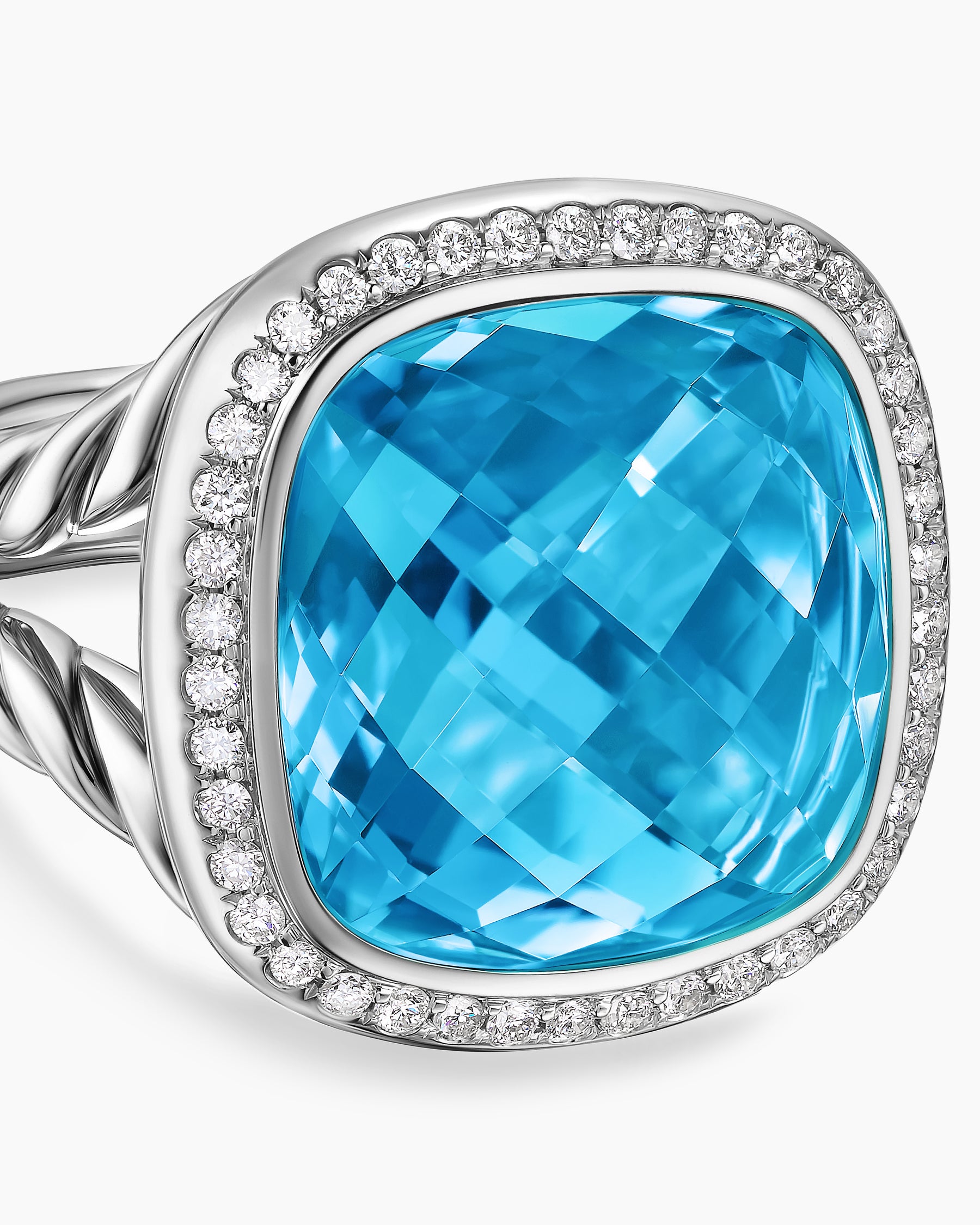Albion Ring in Sterling Silver with Blue Topaz and Diamonds, 15mm - Image 5
