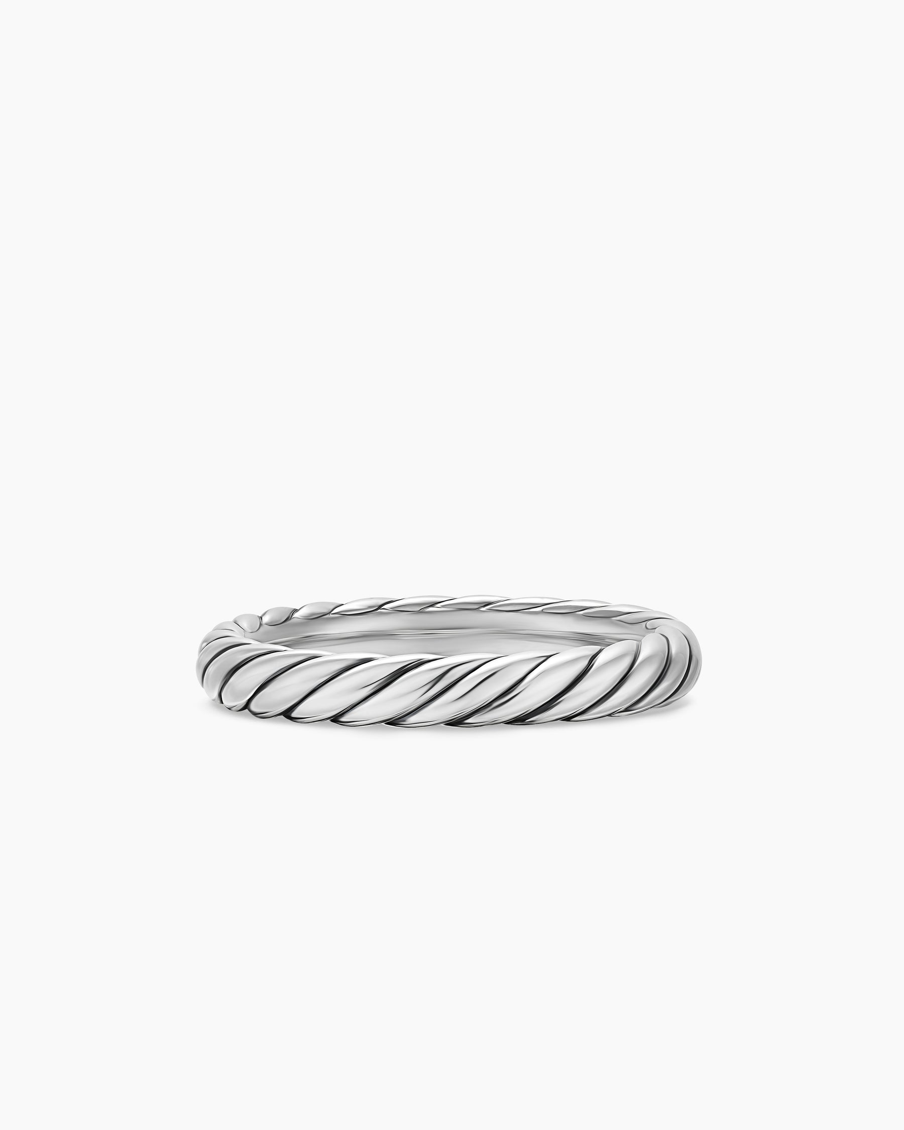 Cable Band Ring in Sterling Silver, 3.4mm