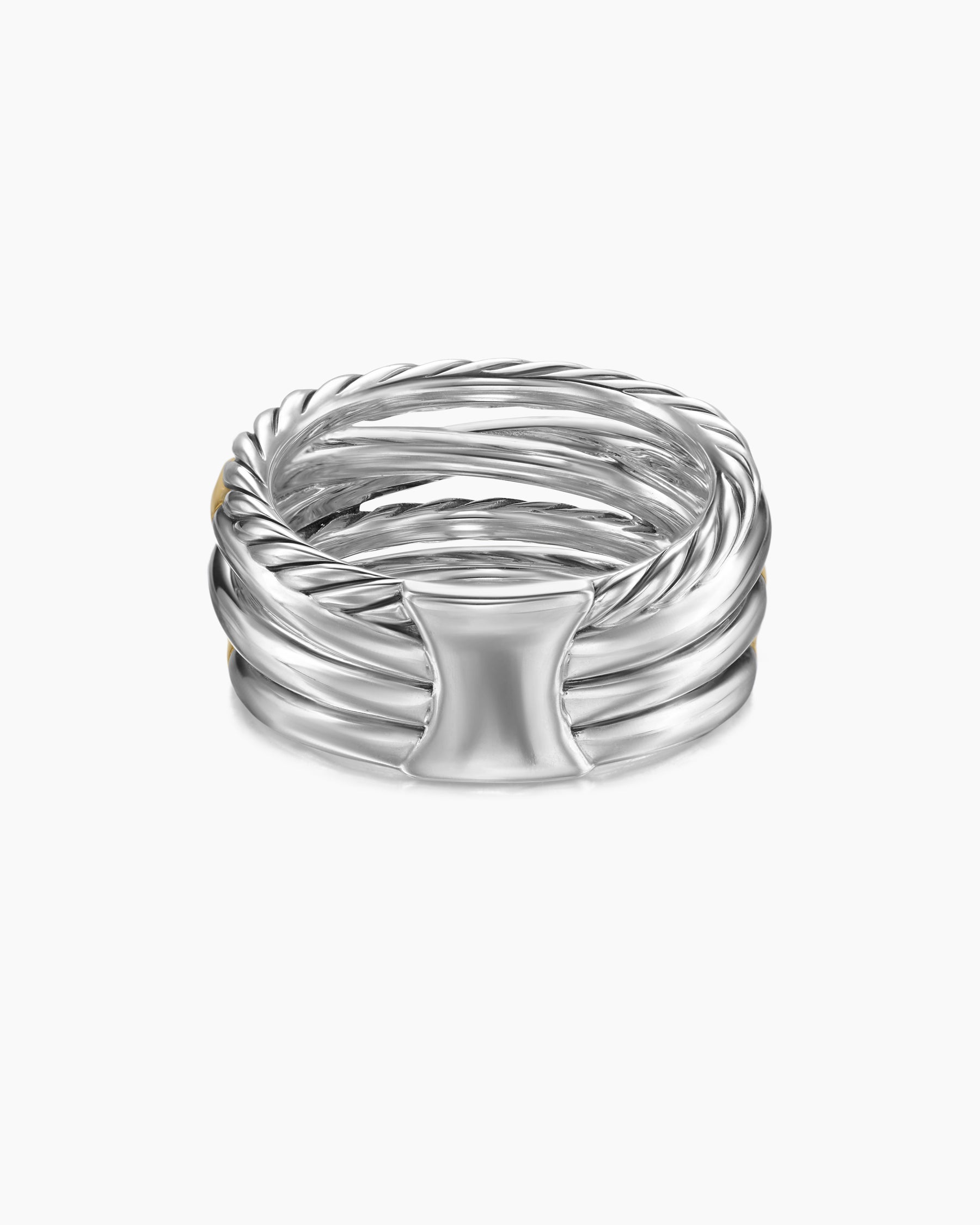 Crossover Five Row Ring in Sterling Silver with 18K Yellow Gold and Diamonds, 11mm - Image 6