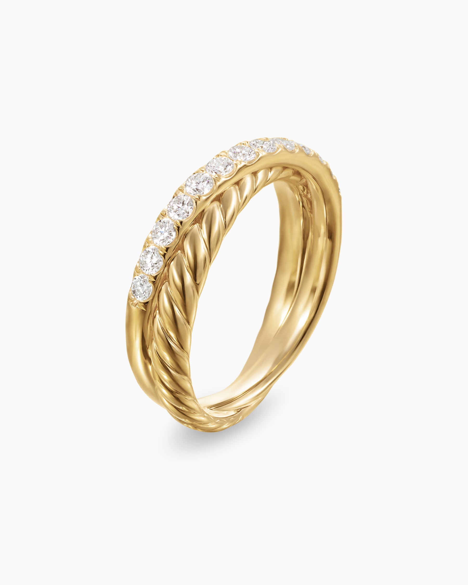 Crossover Two Row Ring in 18K Yellow Gold with Diamonds, 5mm - Image 3