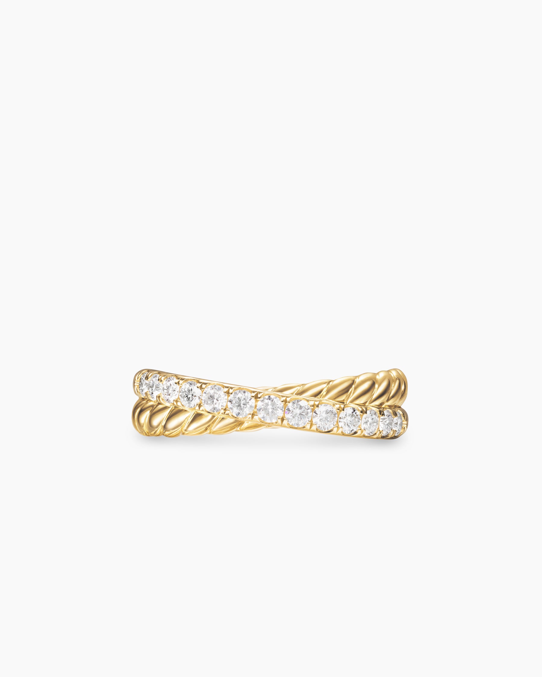 Crossover Two Row Ring in 18K Yellow Gold with Diamonds, 5mm - Image 4