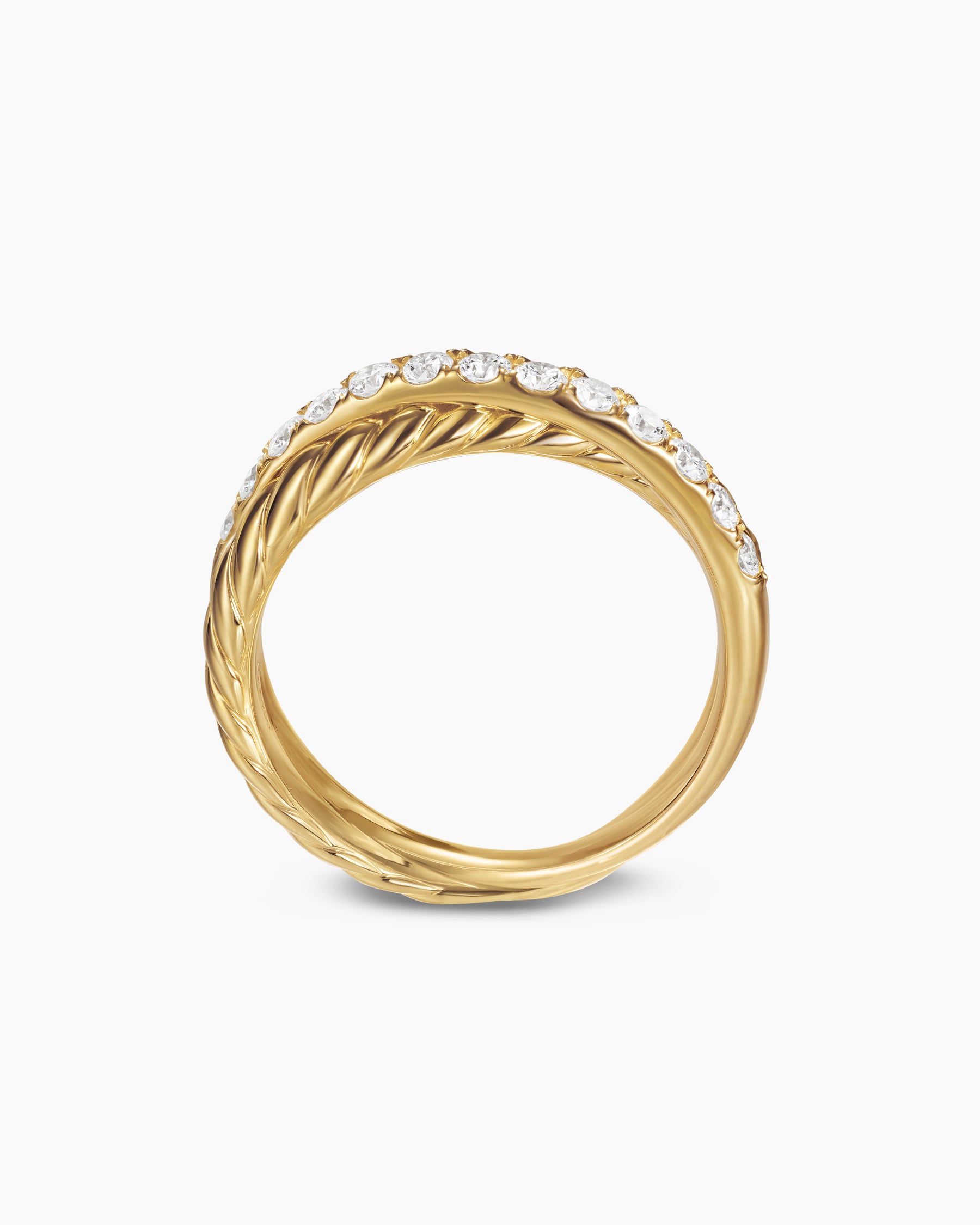 Crossover Two Row Ring in 18K Yellow Gold with Diamonds, 5mm - Image 5